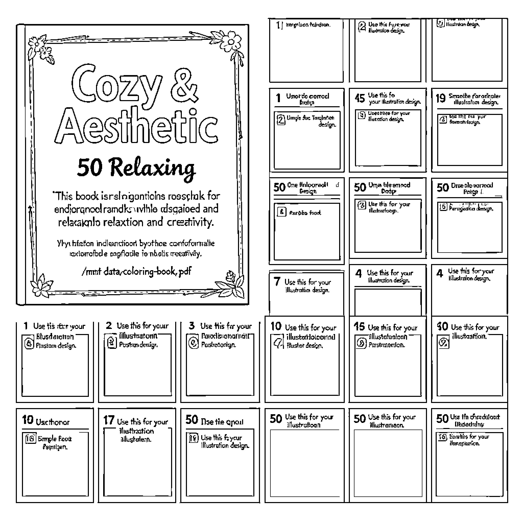 Book of Cozy & Aesthetic Relaxing Activities Coloring Page (free black-and-white line drawing printable PDF for all, from beginners to advanced learners, including children, teens, adults, and seniors)