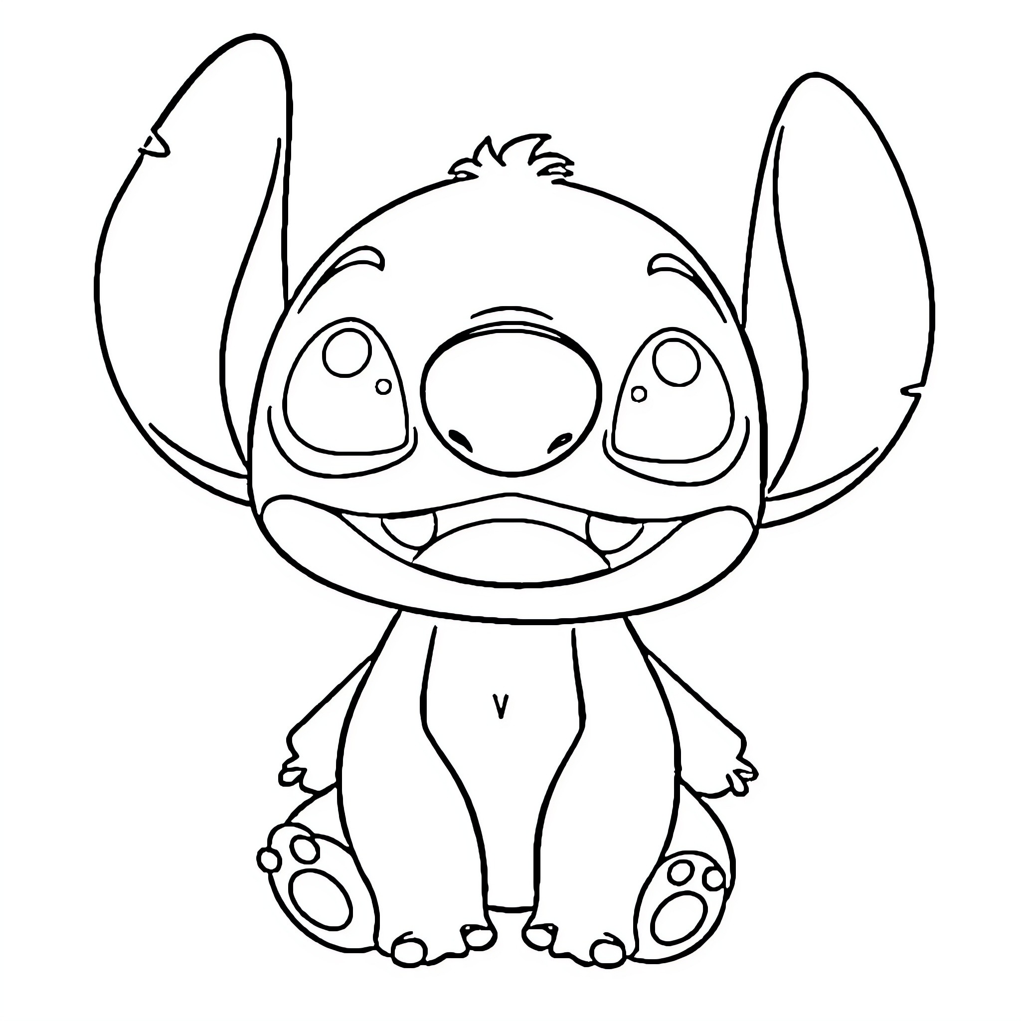 Stitch making a silly face Coloring Page (free black-and-white line drawing printable PDF for all, from beginners to advanced learners, including children, teens, adults, and seniors)