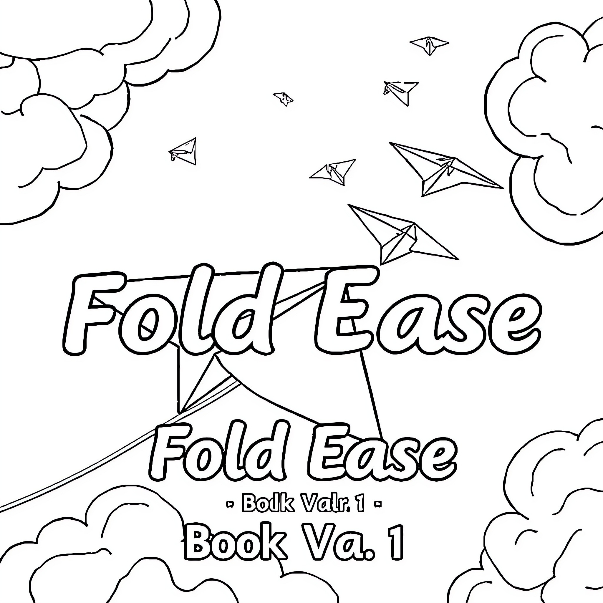 Paper Airplane Flight in Cloudy Skies Coloring Page (free black-and-white line drawing printable PDF for all, from beginners to advanced learners, including children, teens, adults, and seniors)
