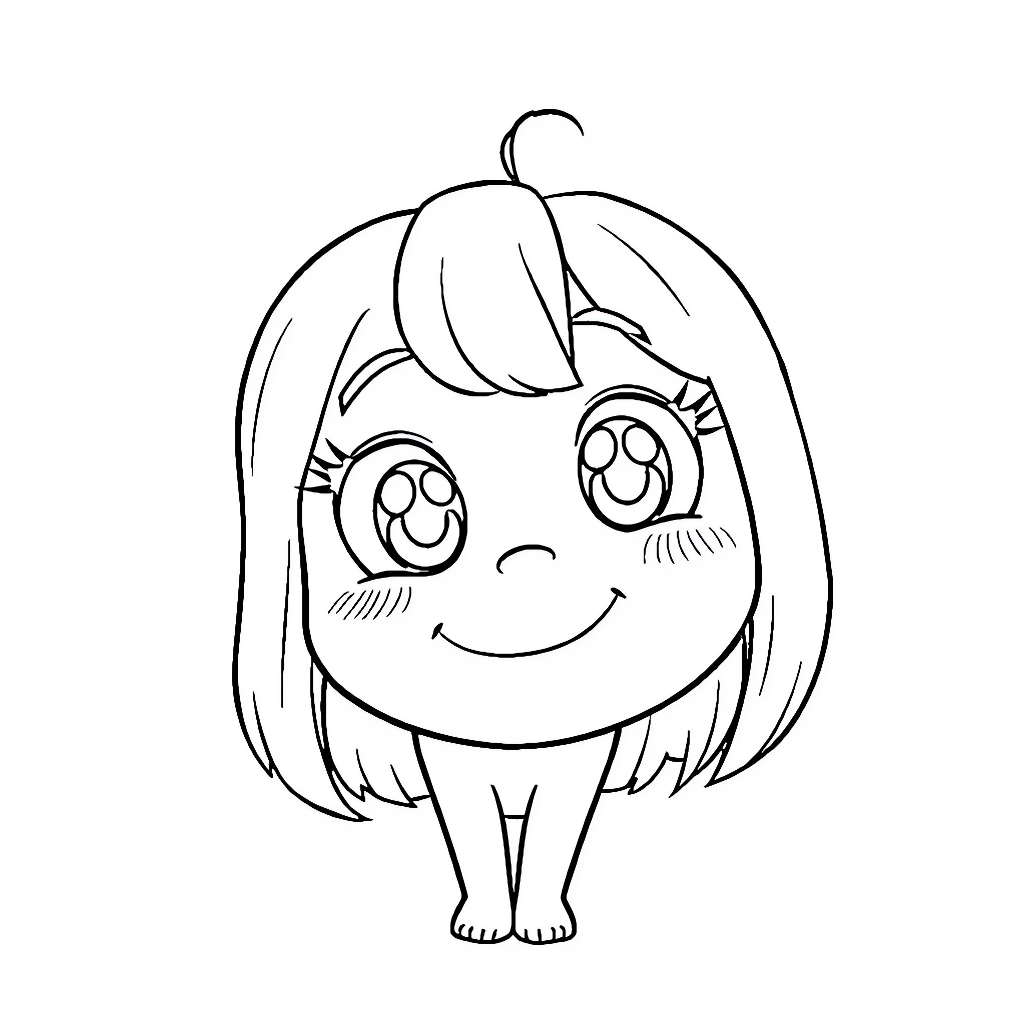 Mi Momo's Joyful Expression Coloring Page (free black-and-white line drawing printable PDF for all, from beginners to advanced learners, including children, teens, adults, and seniors)