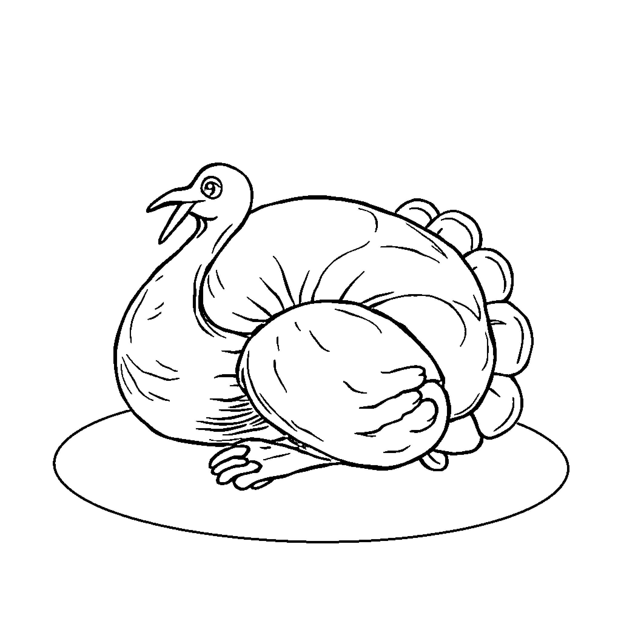 Turkey resting in a cozy nest Coloring Page (free black-and-white line drawing printable PDF for all, from beginners to advanced learners, including children, teens, adults, and seniors)