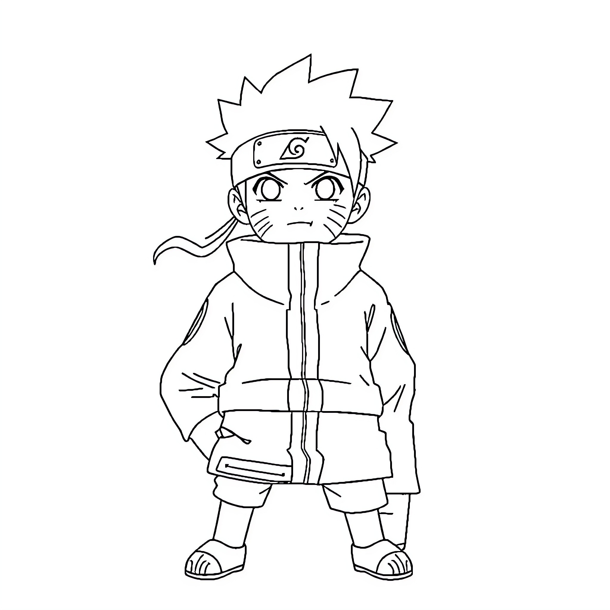 Naruto character in ninja outfit Coloring Page (free black-and-white line drawing printable PDF for all, from beginners to advanced learners, including children, teens, adults, and seniors)
