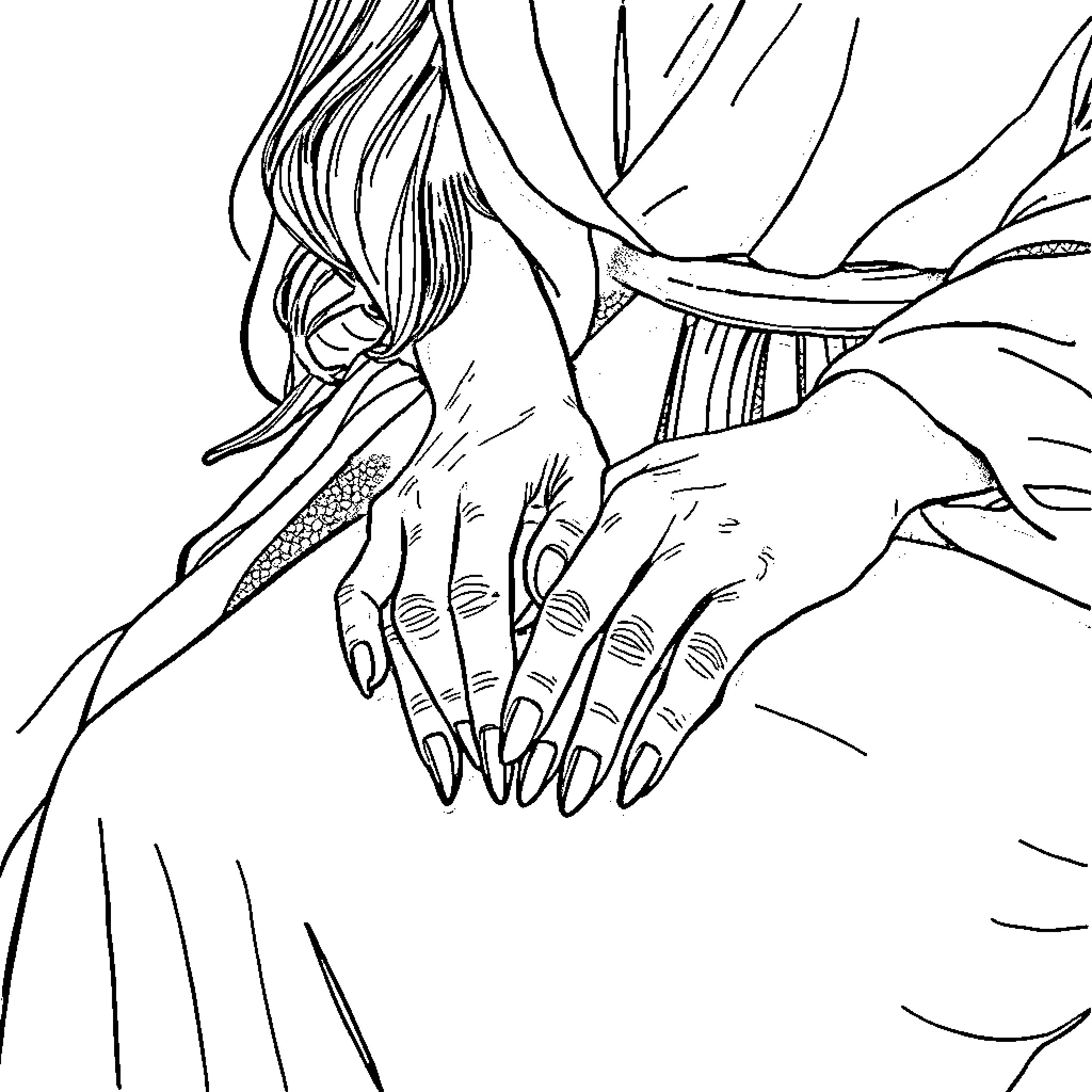 Hand expressing emotions through abstract lines Coloring Page (free black-and-white line drawing printable PDF for all, from beginners to advanced learners, including children, teens, adults, and seniors)