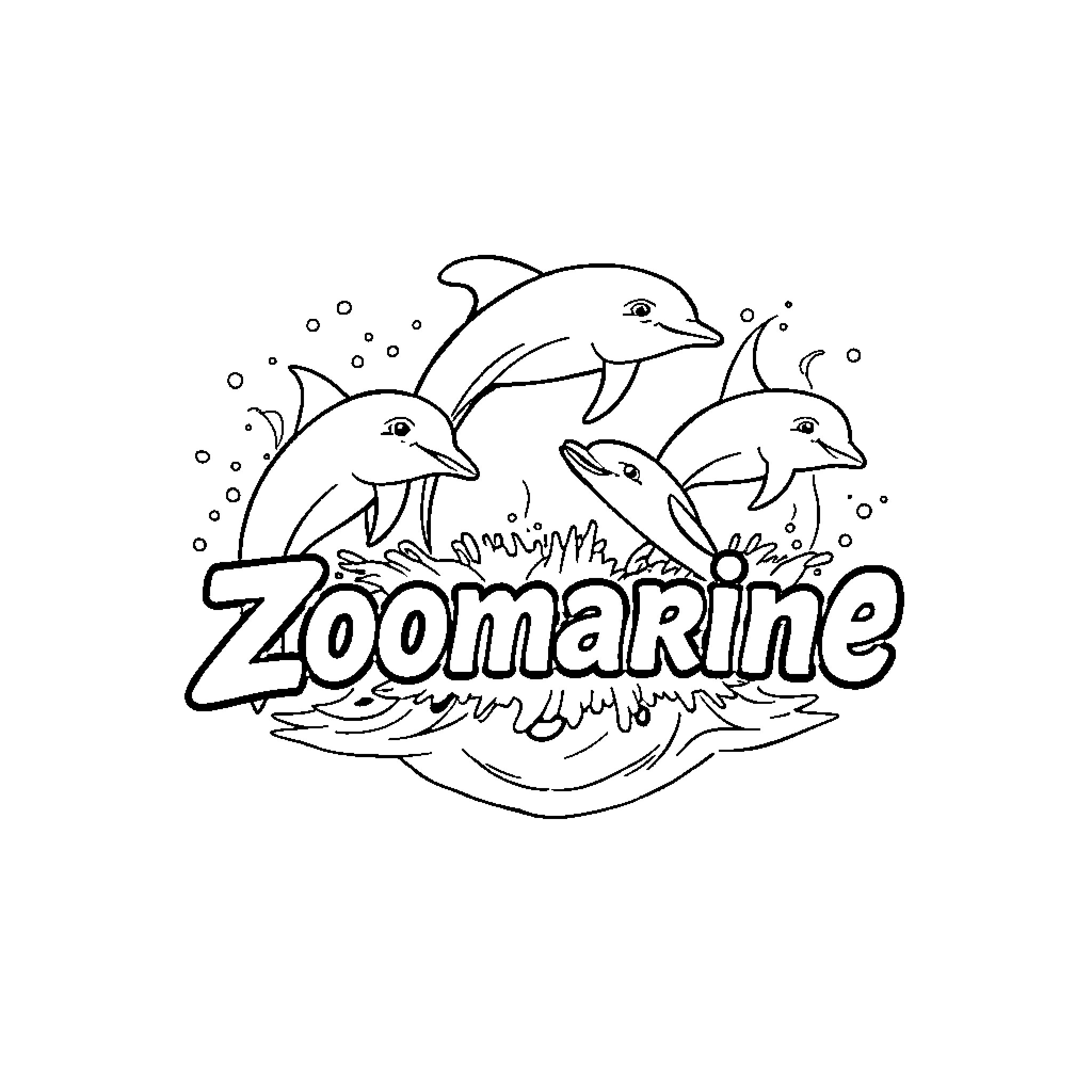Dolphin Playfully Leaping in the Zoomarine Coloring Page (free black-and-white line drawing printable PDF for all, from beginners to advanced learners, including children, teens, adults, and seniors)