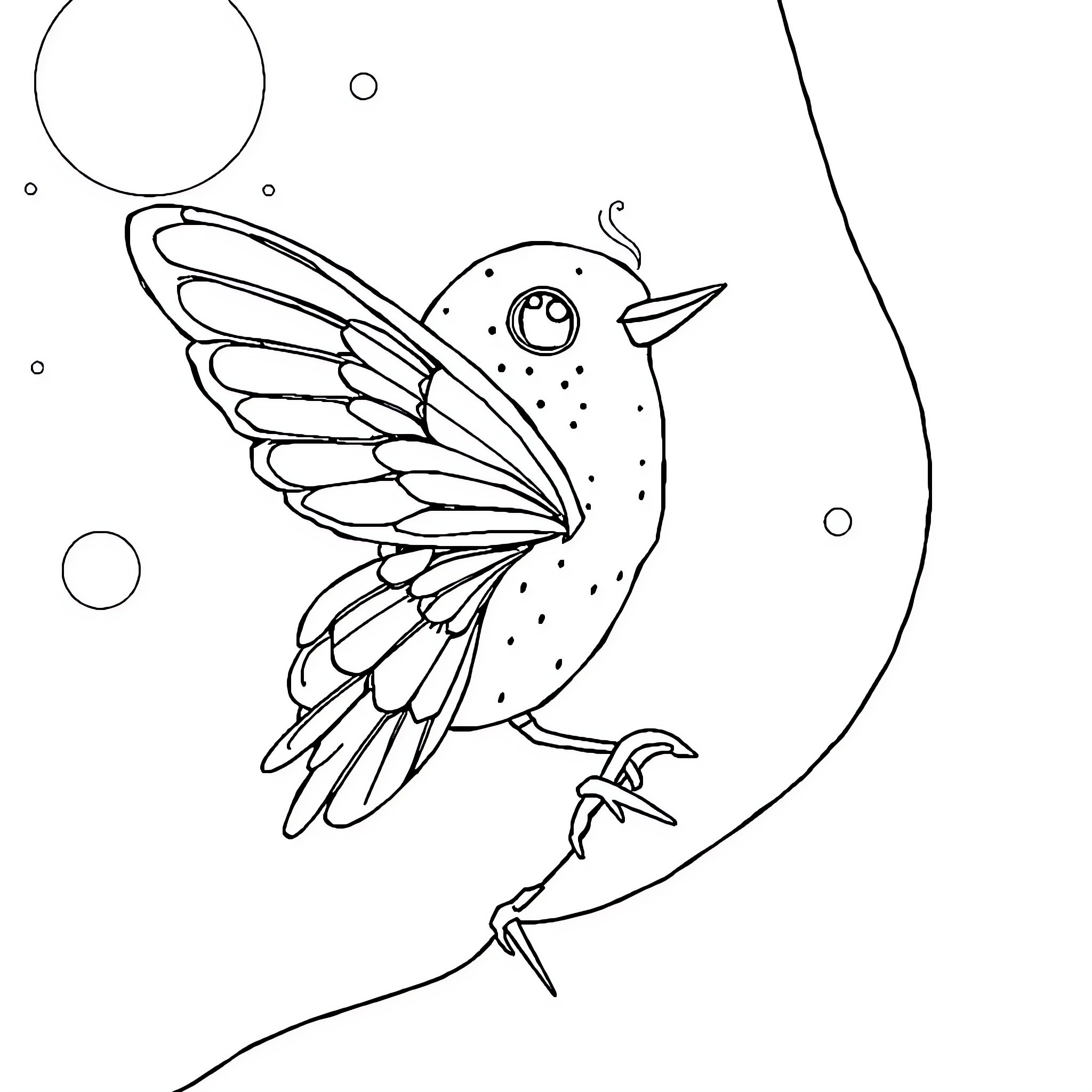 Bluey's Whimsical Avian Adventure Coloring Page (free black-and-white line drawing printable PDF for all, from beginners to advanced learners, including children, teens, adults, and seniors)