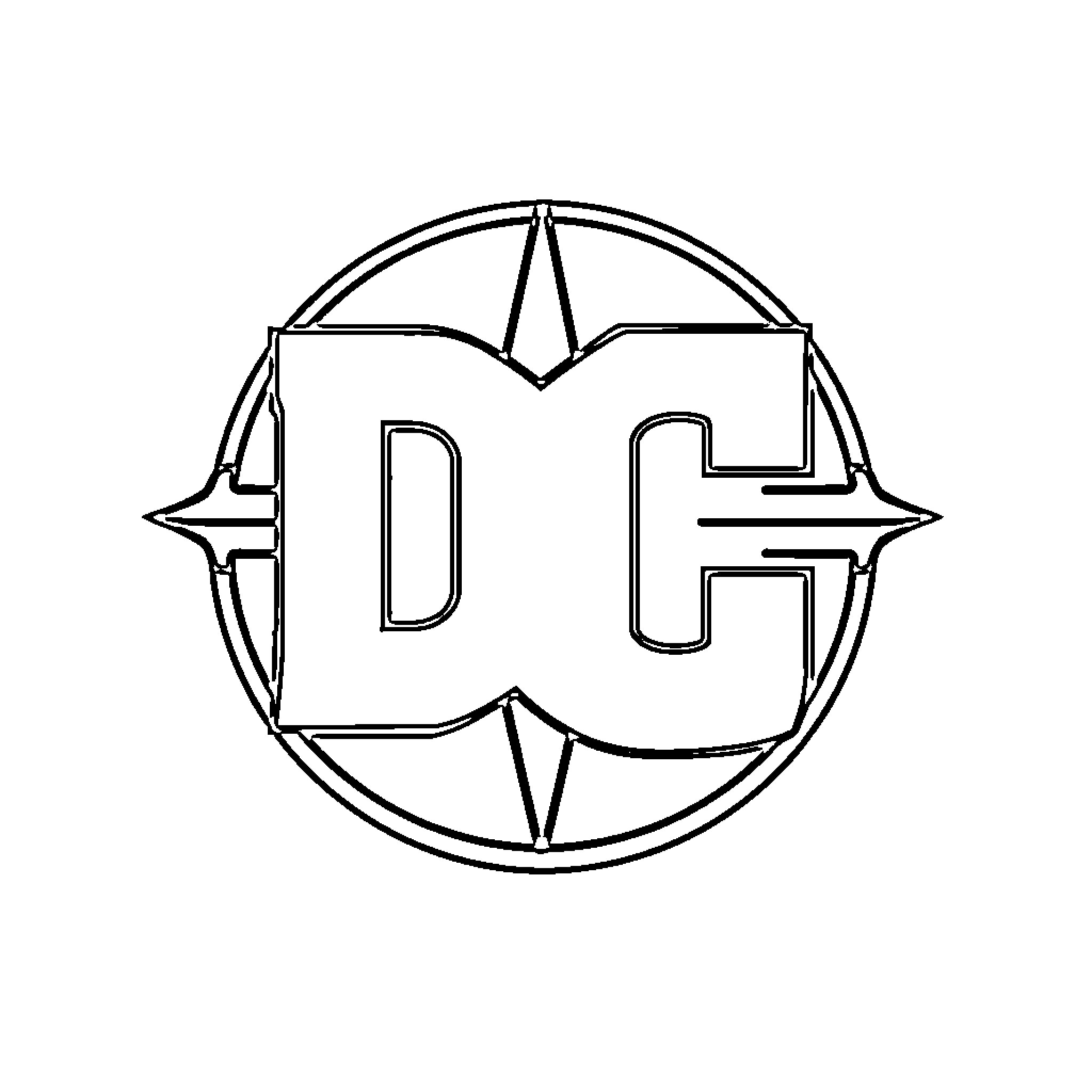 DC Graphic Icon Design Coloring Page (free black-and-white line drawing printable PDF for all, from beginners to advanced learners, including children, teens, adults, and seniors)
