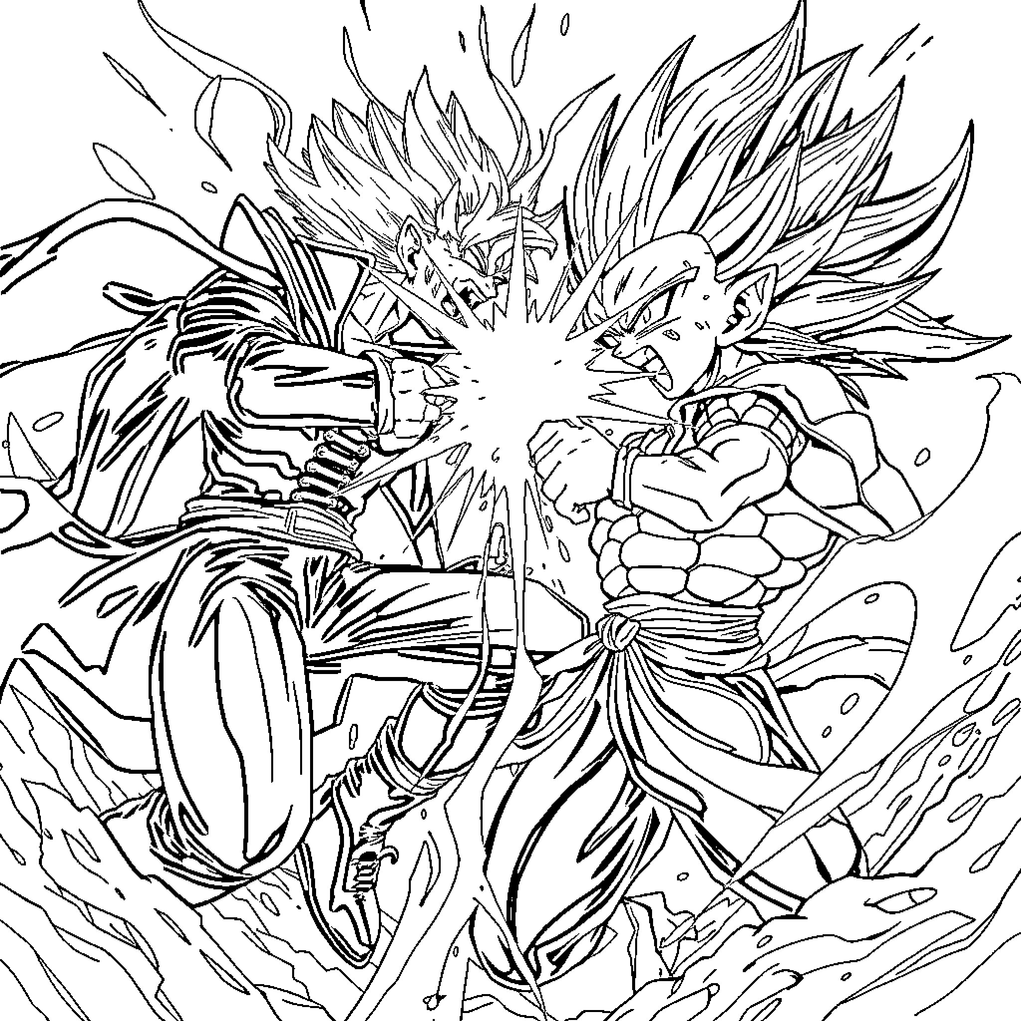 Alastor Unleashed: Fierce Battle of Anime Rivals Coloring Page (free black-and-white line drawing printable PDF for all, from beginners to advanced learners, including children, teens, adults, and seniors)