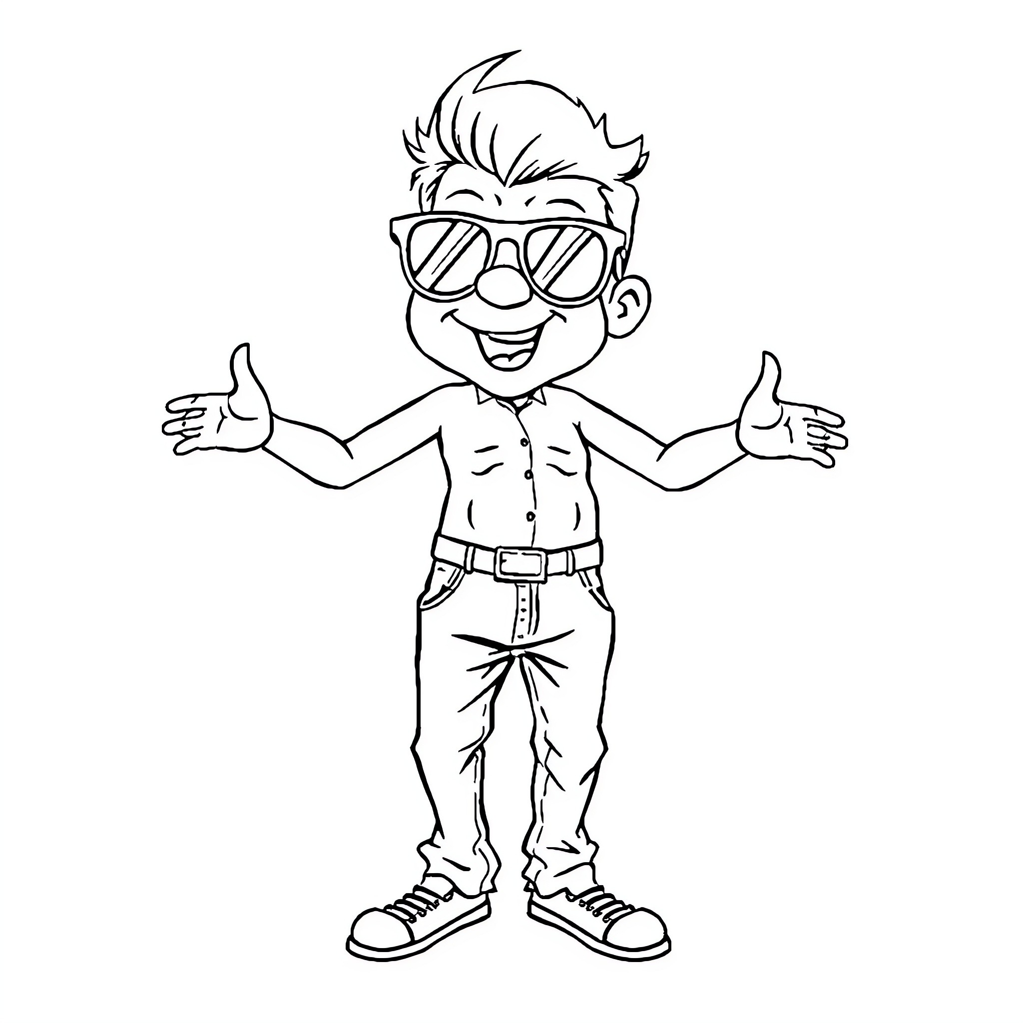 Hipopotamo expressing joy and enthusiasm Coloring Page (free black-and-white line drawing printable PDF for all, from beginners to advanced learners, including children, teens, adults, and seniors)