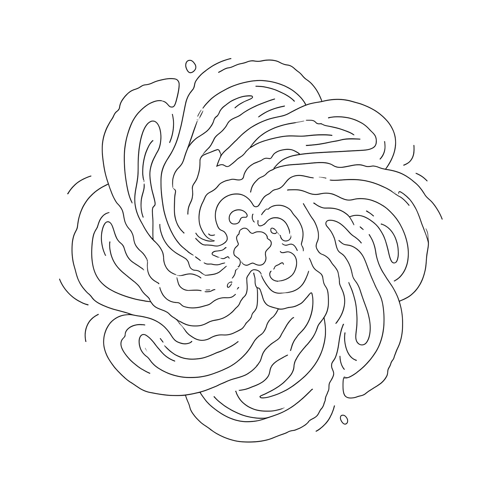 Fractal abstract floral pattern Coloring Page (free black-and-white line drawing printable PDF for all, from beginners to advanced learners, including children, teens, adults, and seniors)