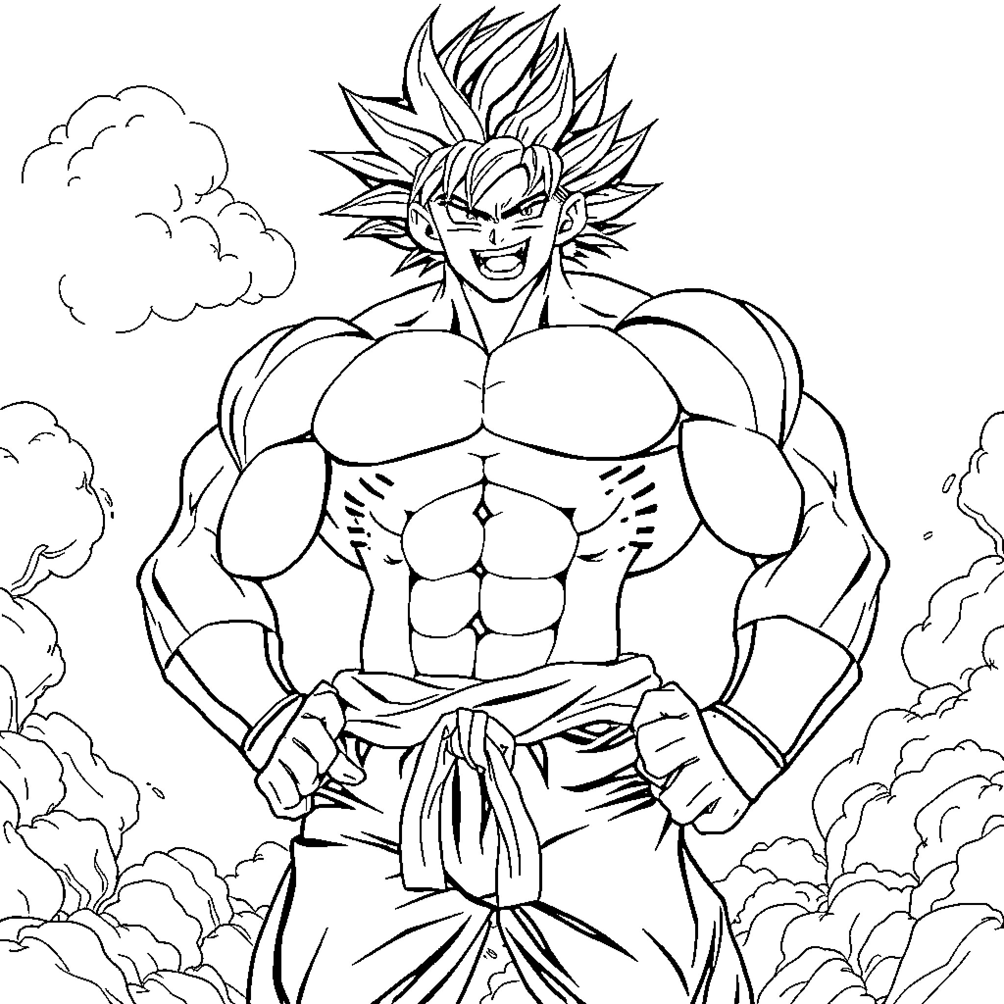 Bakugo's Powerful Transformation in a Dramatic Scene Coloring Page (free black-and-white line drawing printable PDF for all, from beginners to advanced learners, including children, teens, adults, and seniors)