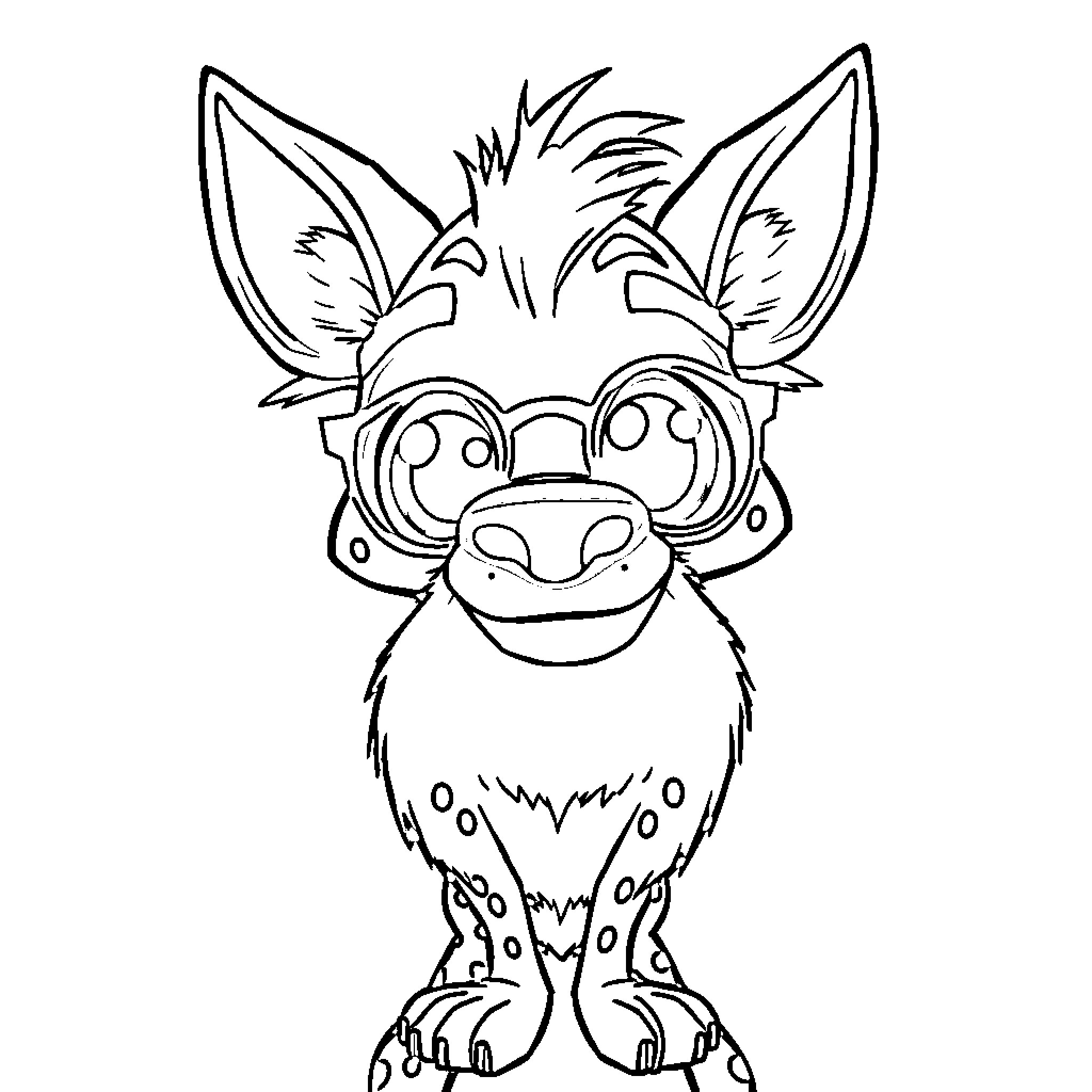 Animal wearing comical goggles and showing expression Coloring Page (free black-and-white line drawing printable PDF for all, from beginners to advanced learners, including children, teens, adults, and seniors)