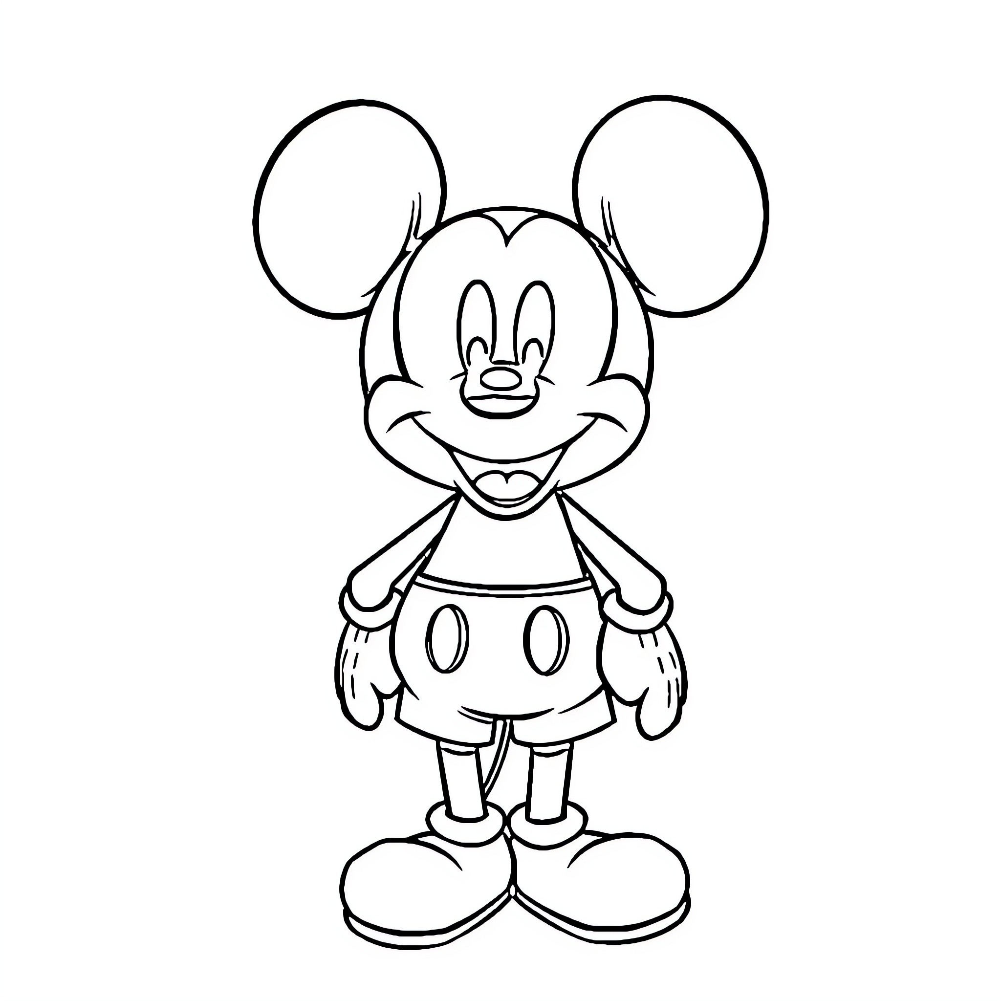 Mickey Mouse in classic pose Coloring Page (free black-and-white line drawing printable PDF for all, from beginners to advanced learners, including children, teens, adults, and seniors)