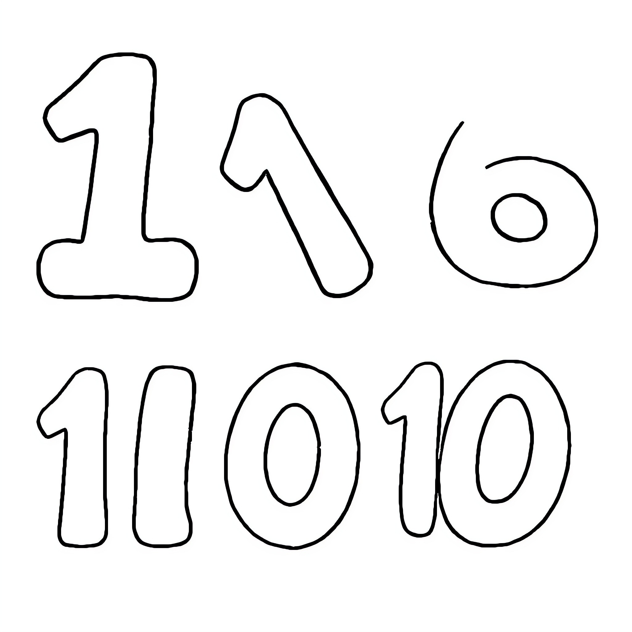 Number Shapes with Minimal Design Coloring Page (free black-and-white line drawing printable PDF for all, from beginners to advanced learners, including children, teens, adults, and seniors)