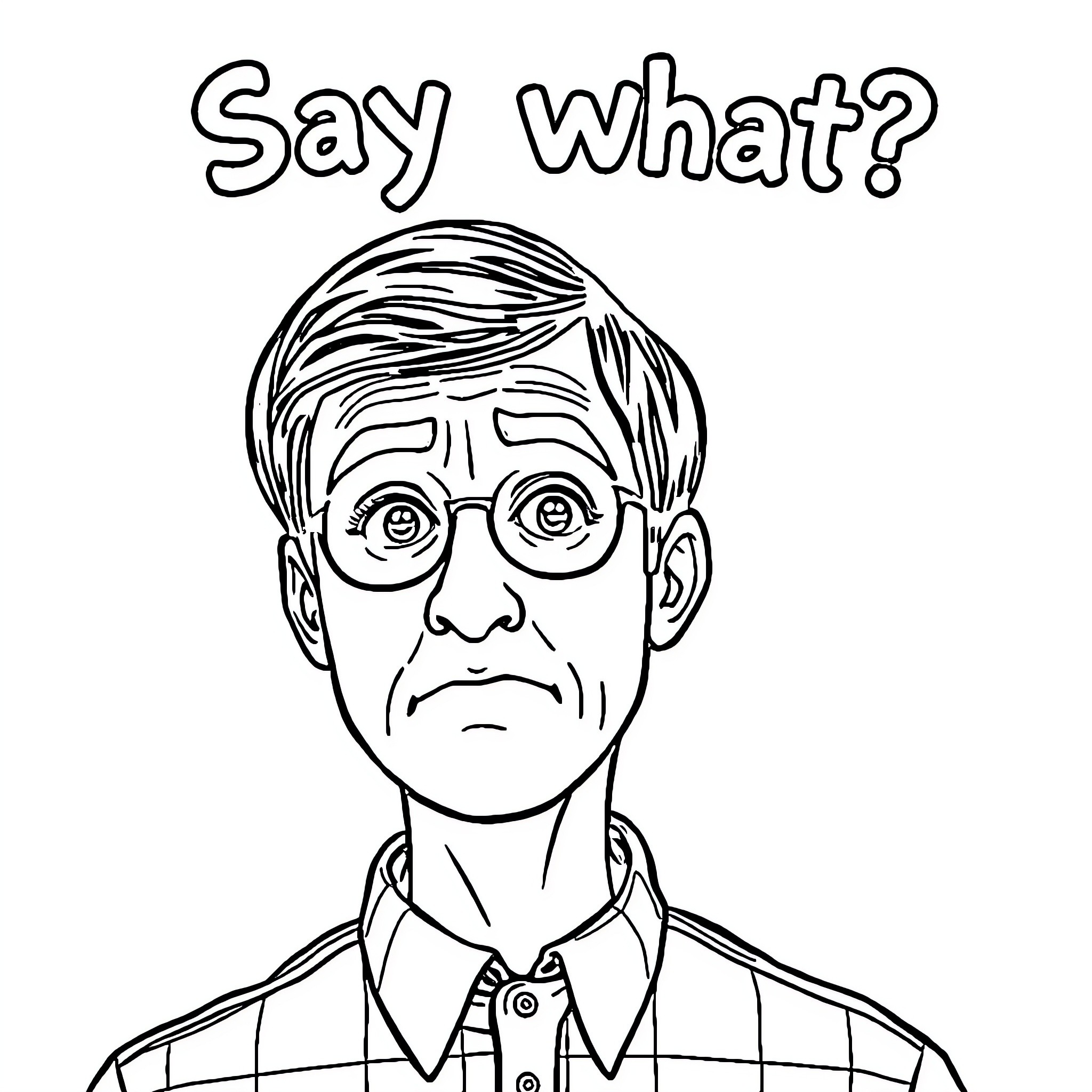 Sheldon's Perplexed Expression Coloring Page (free black-and-white line drawing printable PDF for all, from beginners to advanced learners, including children, teens, adults, and seniors)