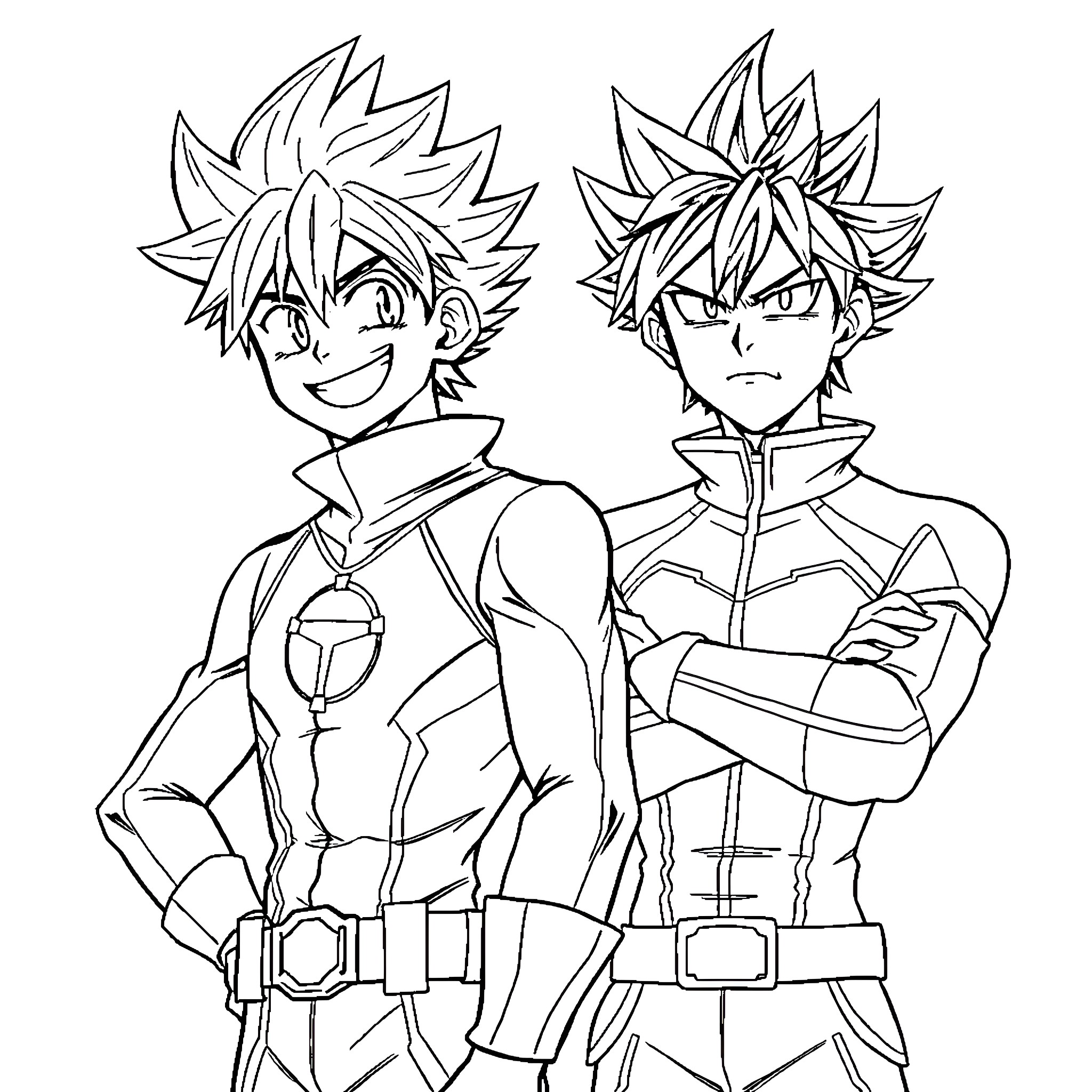 Eijiro Kirishima - Determined Heroes in Action Coloring Page (free black-and-white line drawing printable PDF for all, from beginners to advanced learners, including children, teens, adults, and seniors)