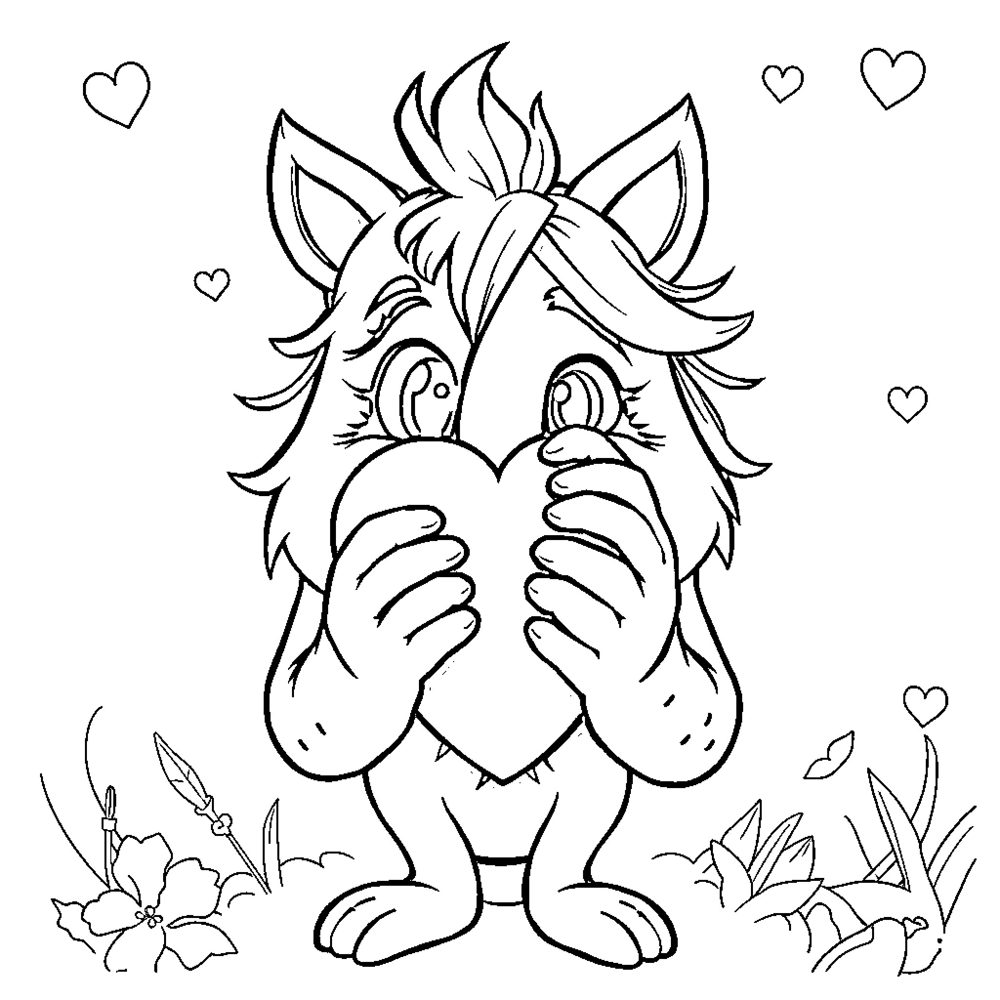 Mira's Playful Paws Coloring Page (free black-and-white line drawing printable PDF for all, from beginners to advanced learners, including children, teens, adults, and seniors)