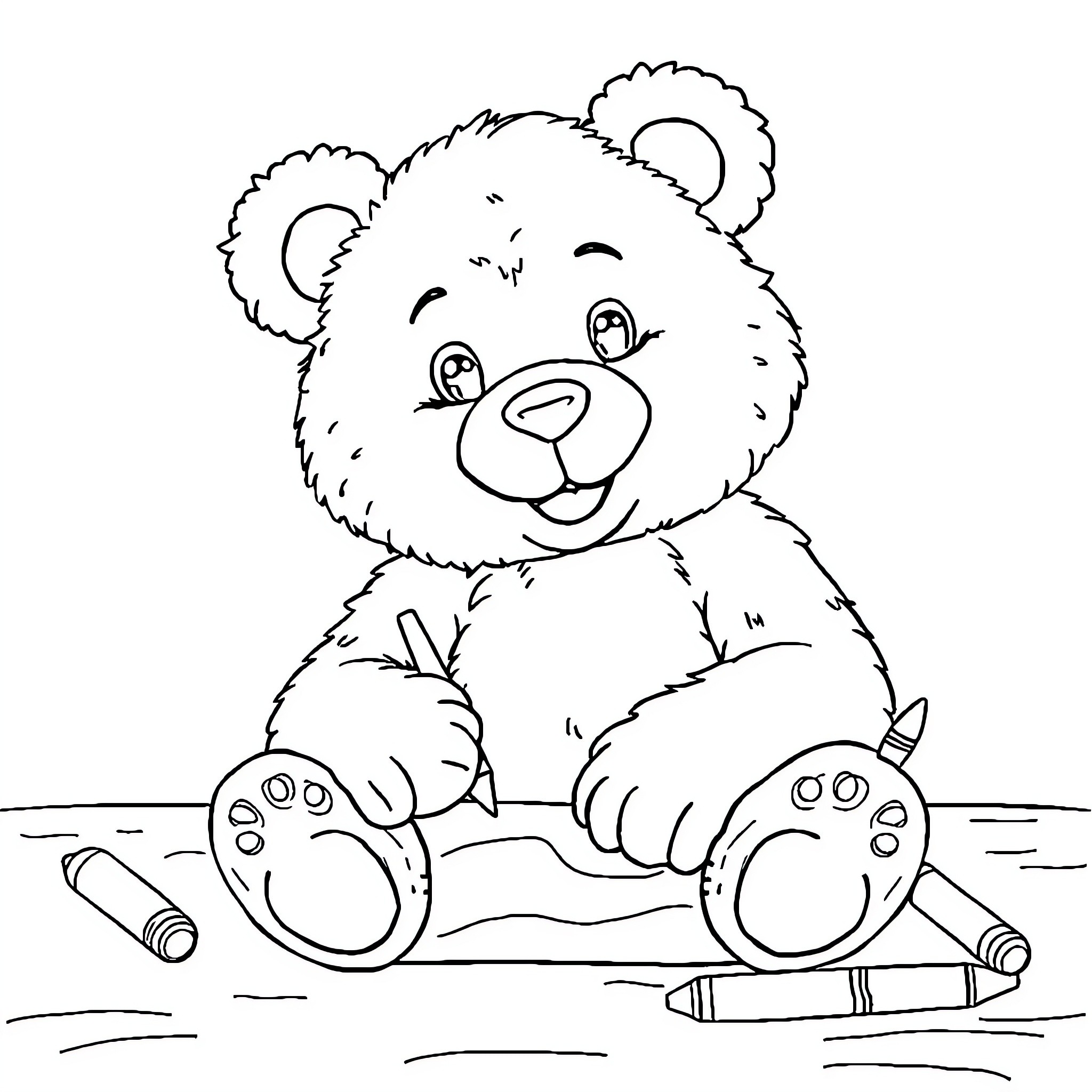 Teddy Bear Coloring and Drawing Coloring Page (free black-and-white line drawing printable PDF for all, from beginners to advanced learners, including children, teens, adults, and seniors)
