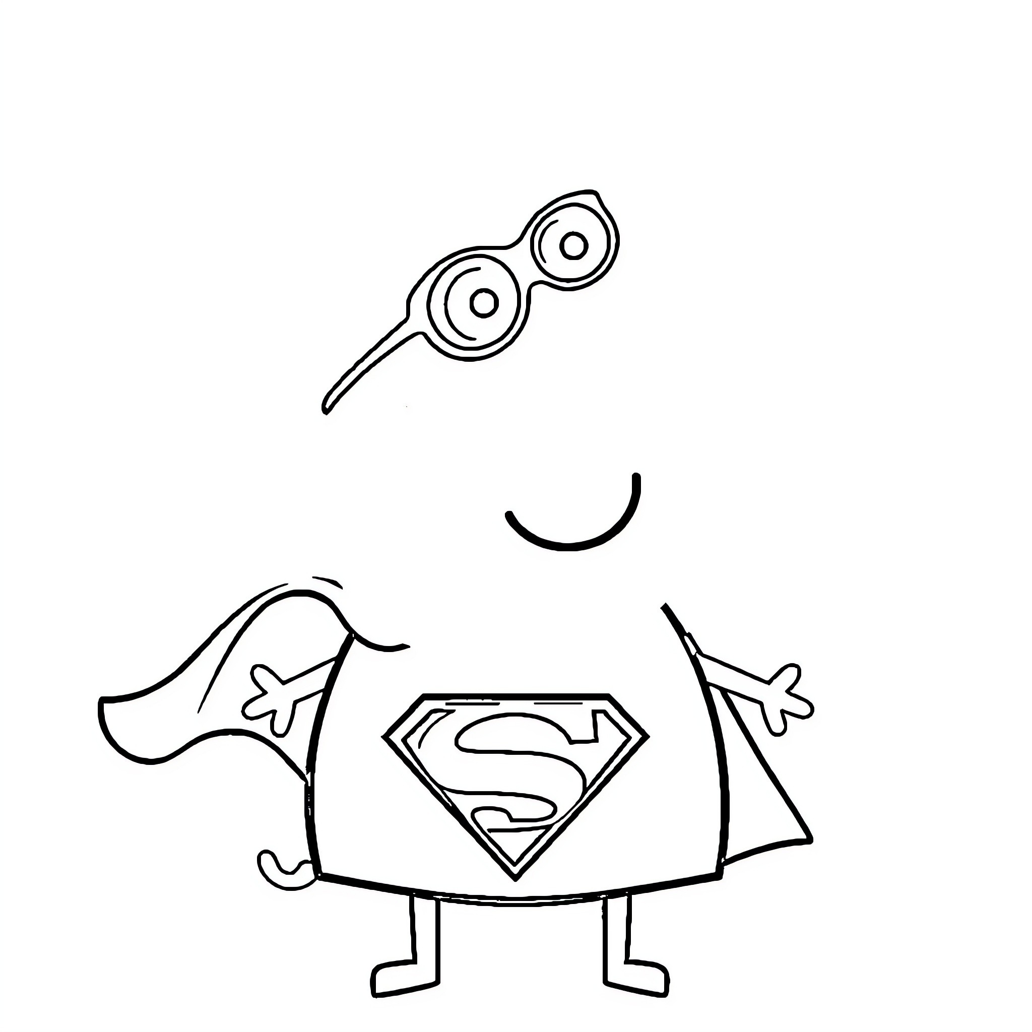 Peppa Pig as a superhero with a cape and mask Coloring Page (free black-and-white line drawing printable PDF for all, from beginners to advanced learners, including children, teens, adults, and seniors)
