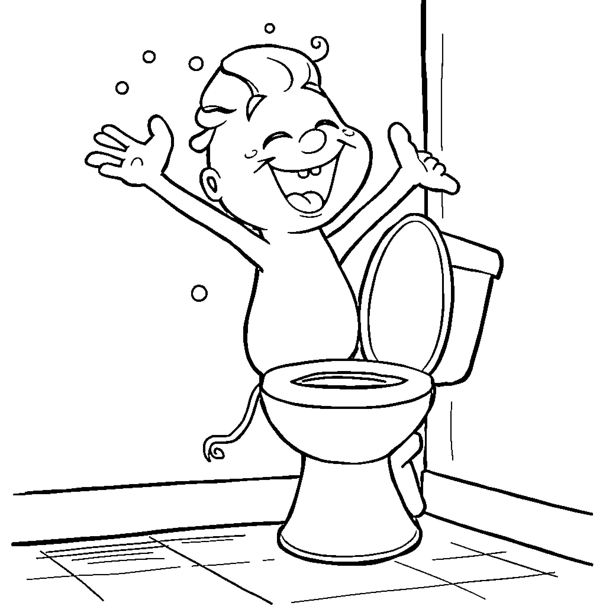 Sskibidi Toilet: Funny Character Enjoying Bathroom Time Coloring Page (free black-and-white line drawing printable PDF for all, from beginners to advanced learners, including children, teens, adults, and seniors)