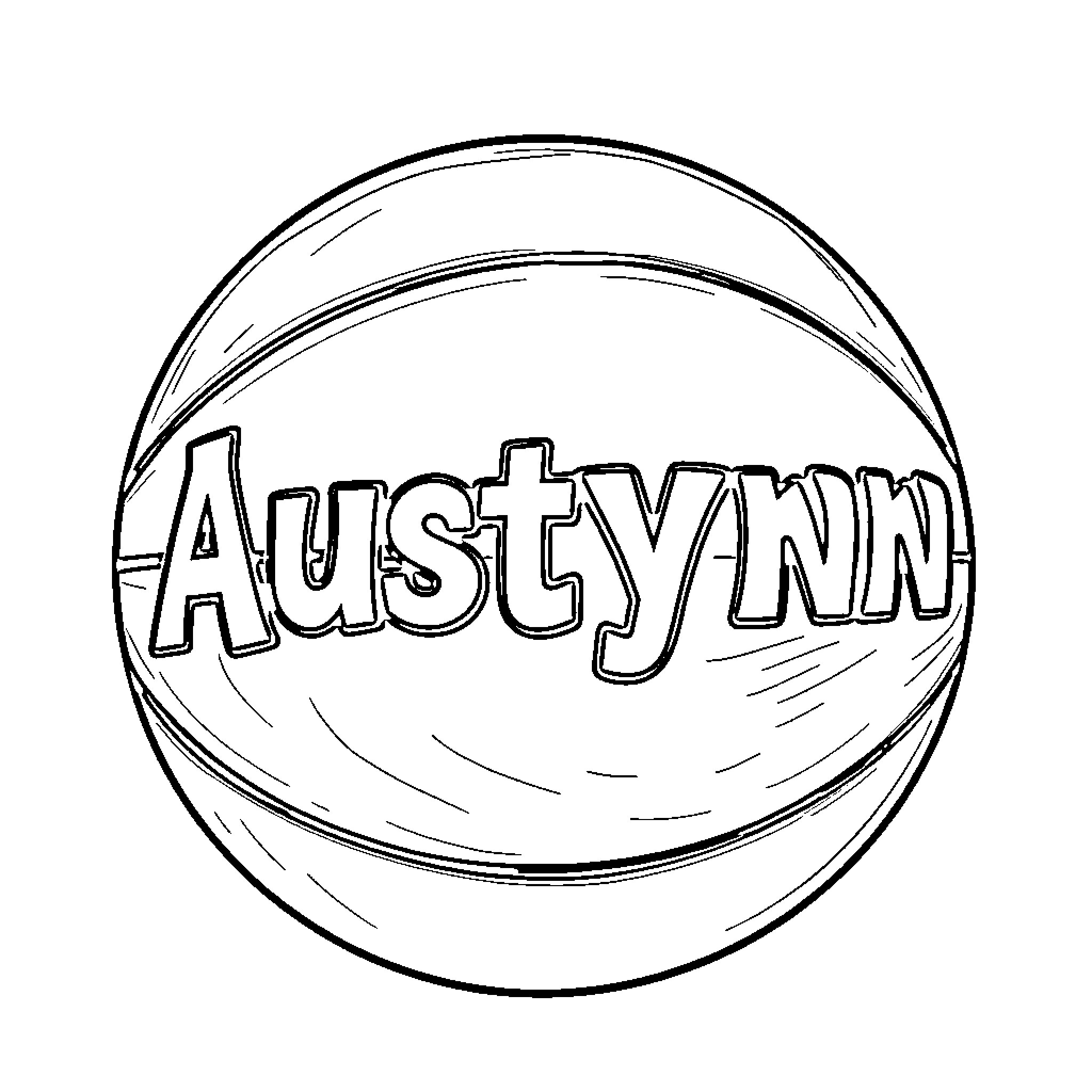 Austynn's basketball doodle Coloring Page (free black-and-white line drawing printable PDF for all, from beginners to advanced learners, including children, teens, adults, and seniors)