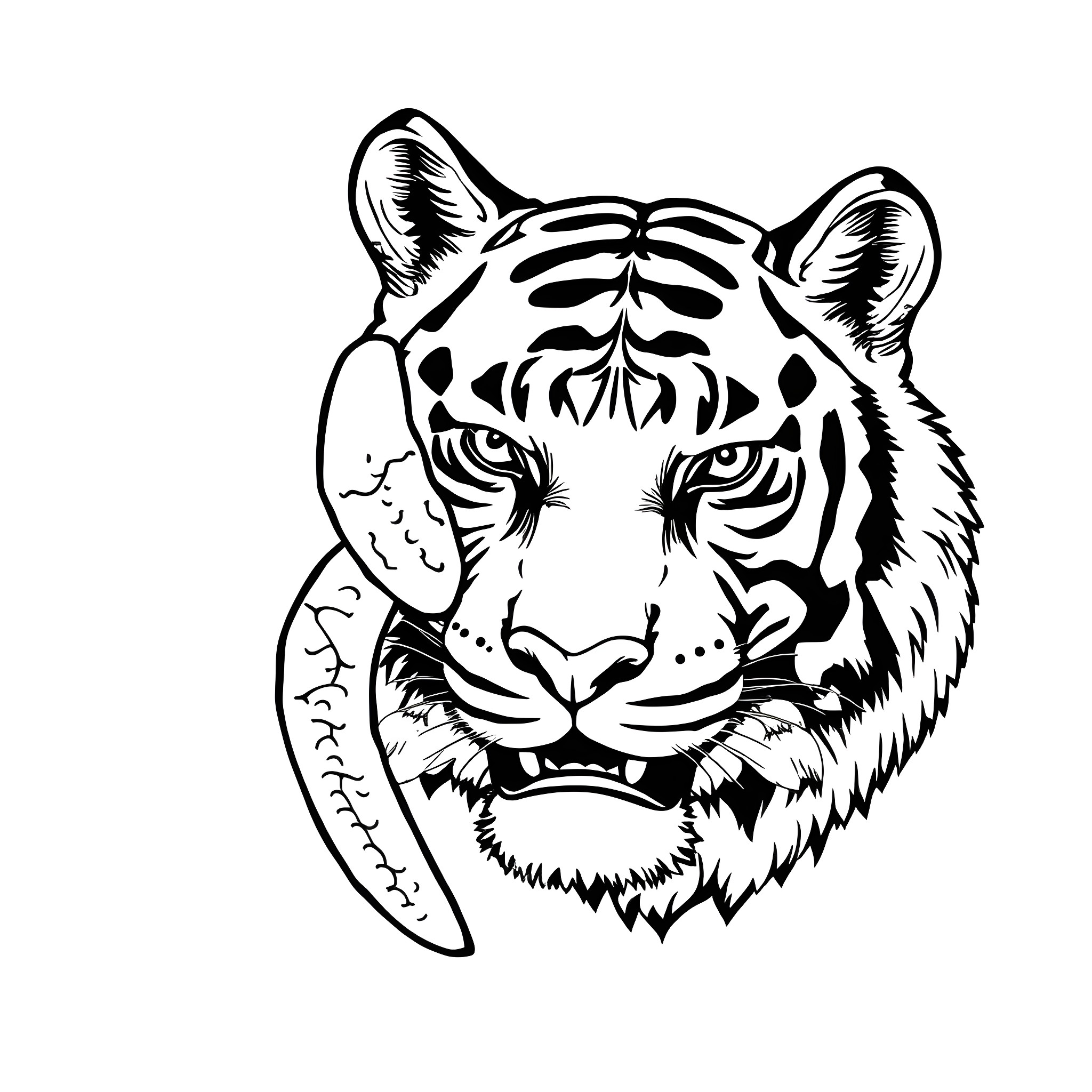 Sea Turtle striking a fierce pose Coloring Page (free black-and-white line drawing printable PDF for all, from beginners to advanced learners, including children, teens, adults, and seniors)