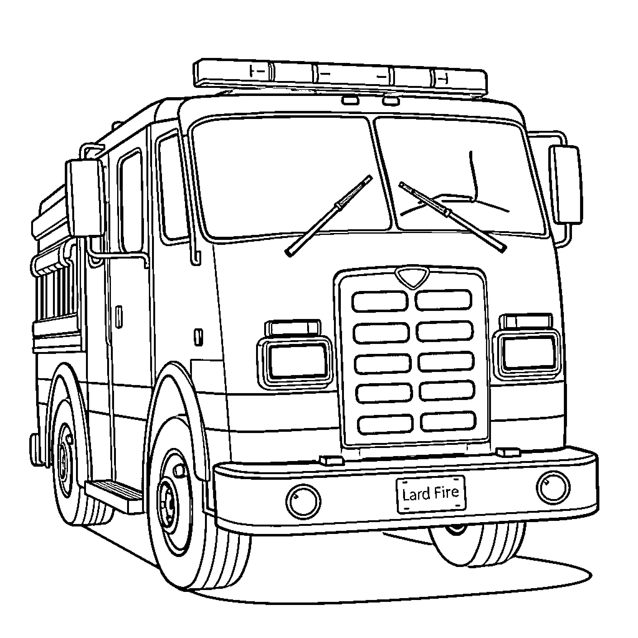 Fire Truck Rushing to Emergency Scene Coloring Page (free black-and-white line drawing printable PDF for all, from beginners to advanced learners, including children, teens, adults, and seniors)