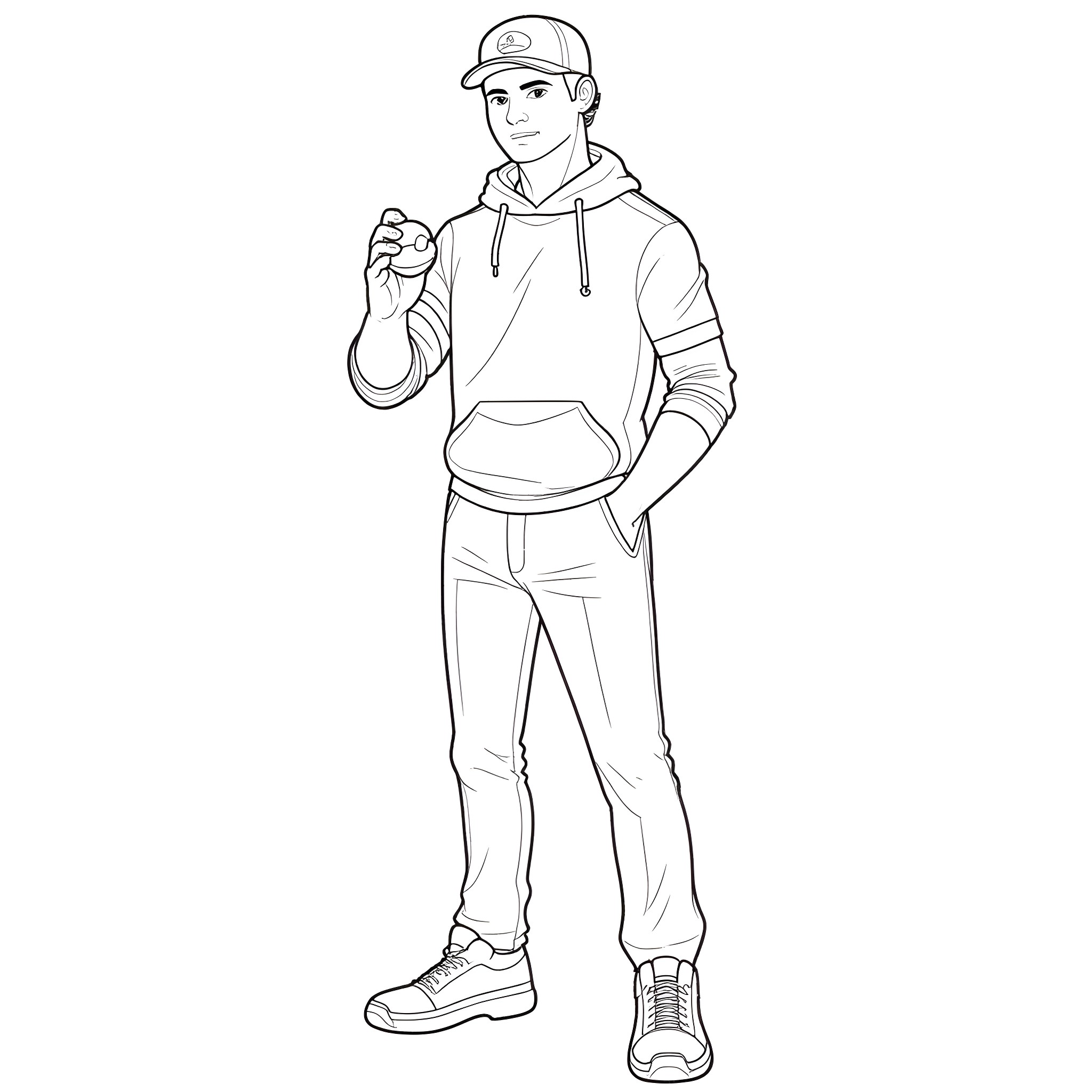 Ben Affleck in casual outfit standing confidently Coloring Page (free black-and-white line drawing printable PDF for all, from beginners to advanced learners, including children, teens, adults, and seniors)