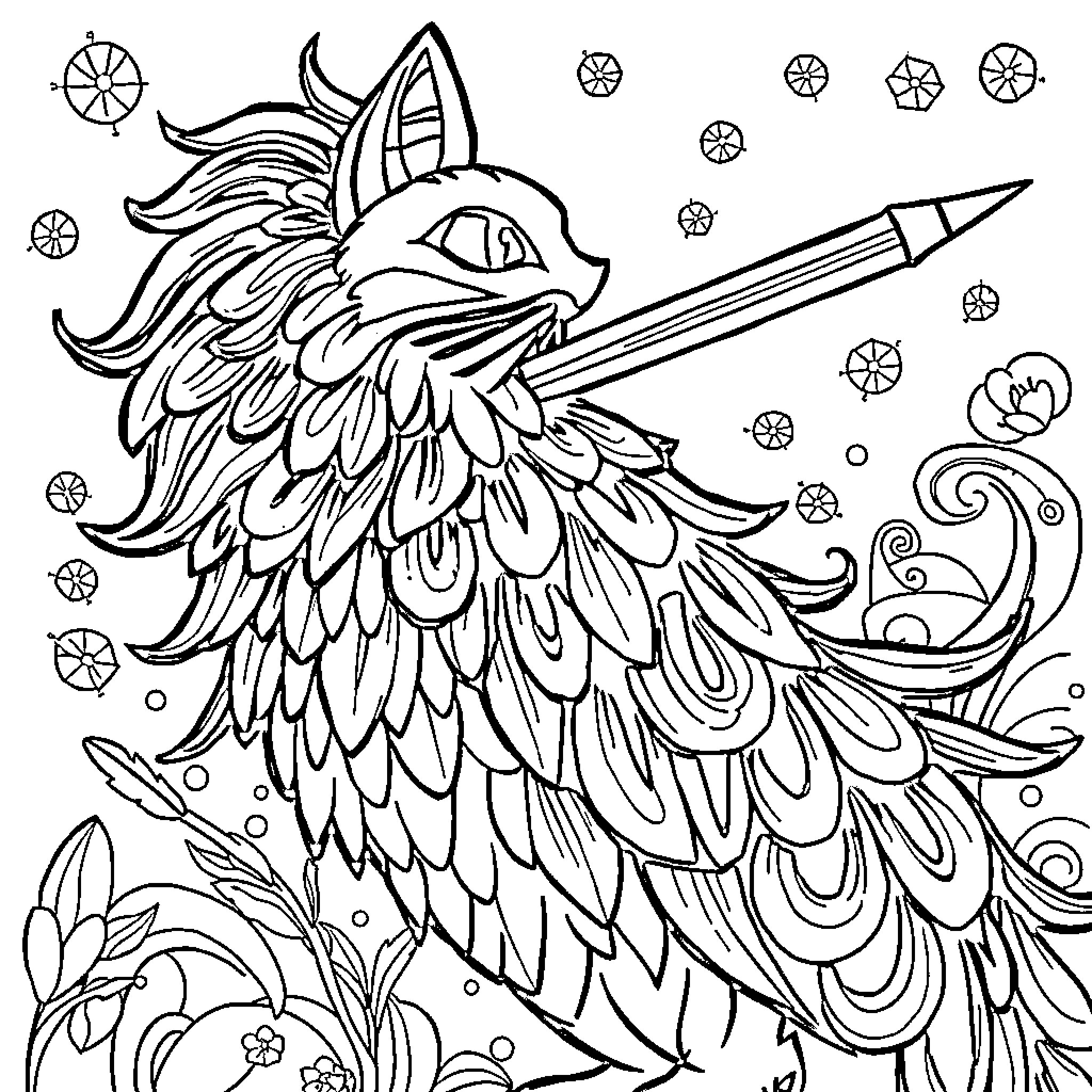 Paperino's Fantastical Feathered Adventure Coloring Page (free black-and-white line drawing printable PDF for all, from beginners to advanced learners, including children, teens, adults, and seniors)