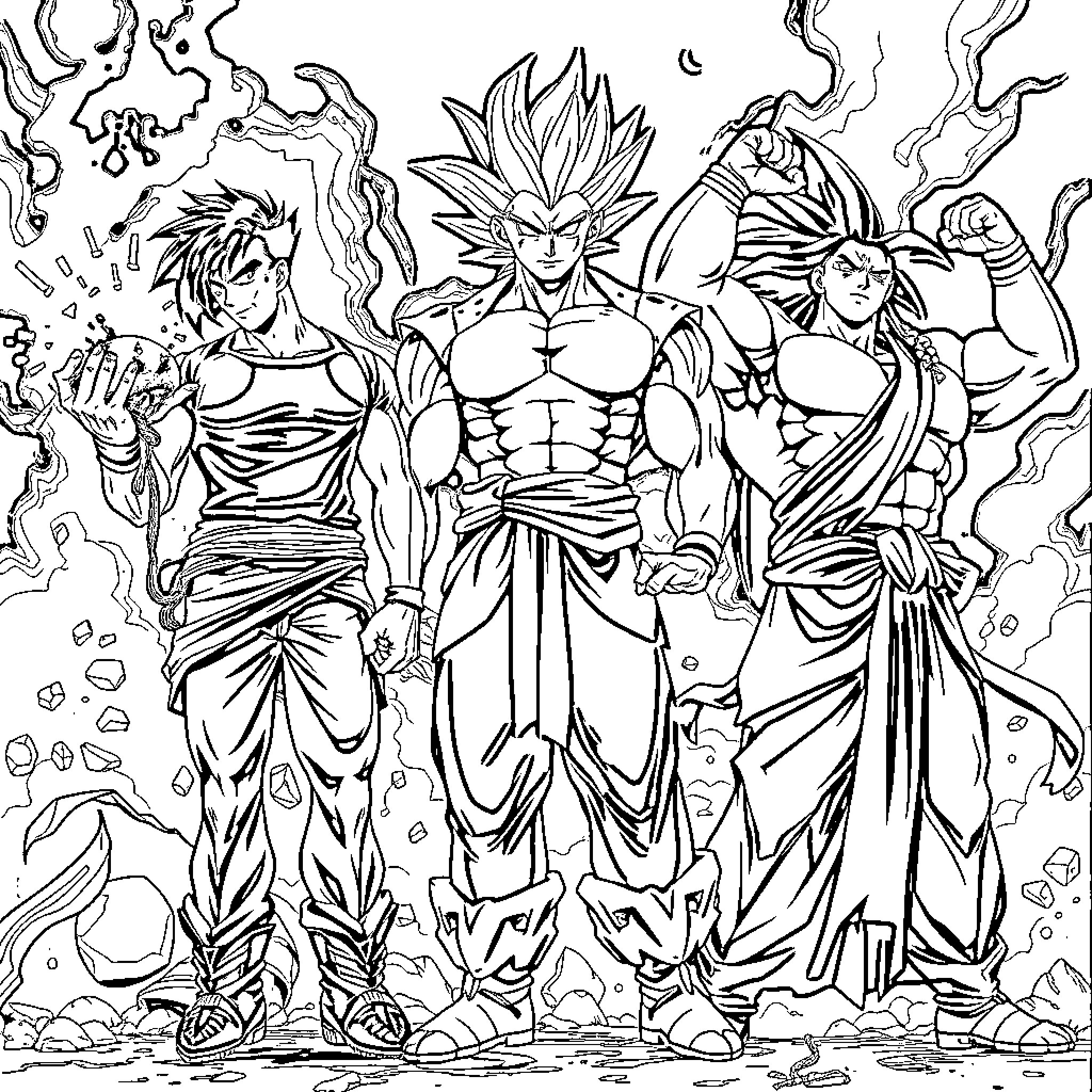 Percy Jackson and the Legendary Heroes in Action Coloring Page (free black-and-white line drawing printable PDF for all, from beginners to advanced learners, including children, teens, adults, and seniors)