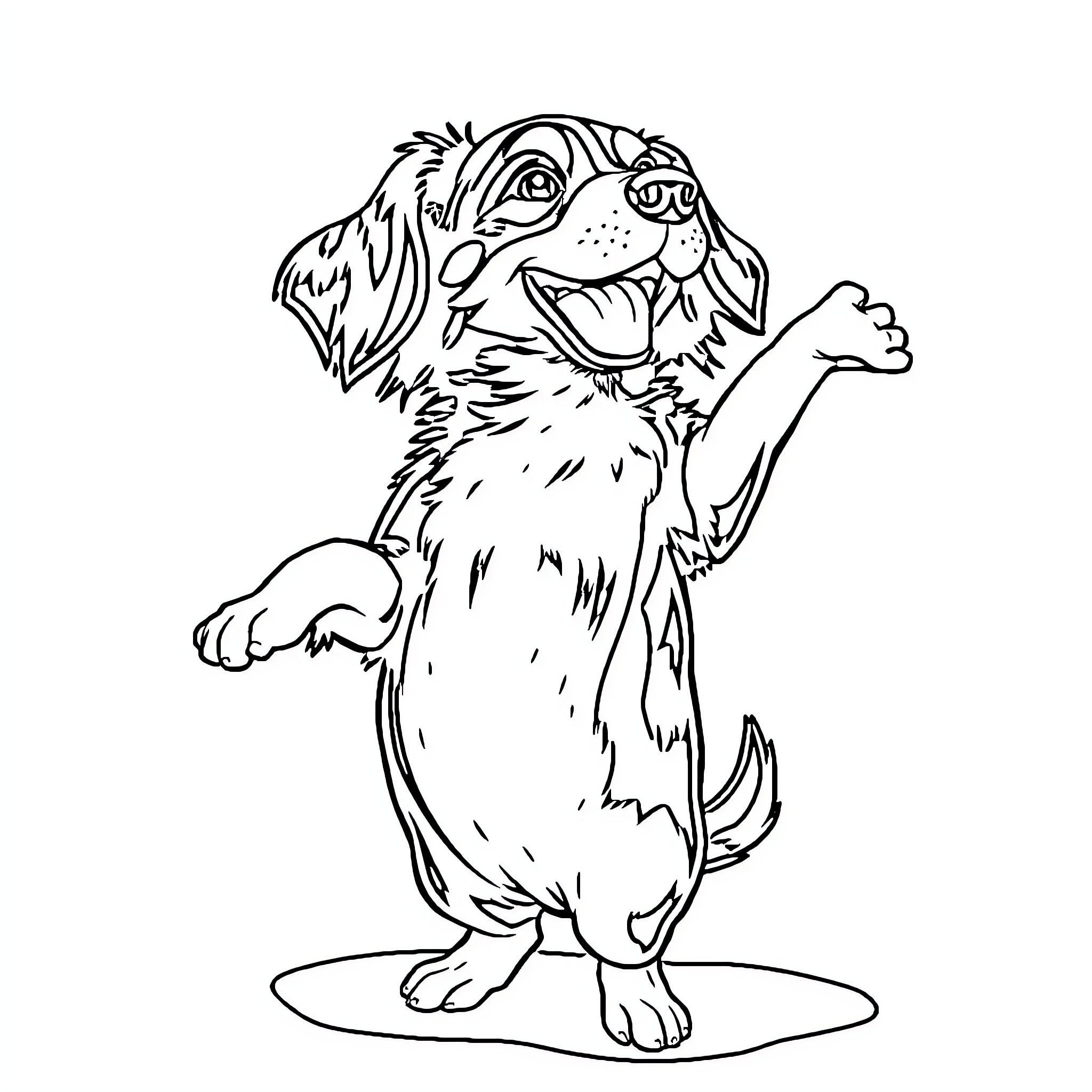 Dachshund expressing joy and enthusiasm Coloring Page (free black-and-white line drawing printable PDF for all, from beginners to advanced learners, including children, teens, adults, and seniors)