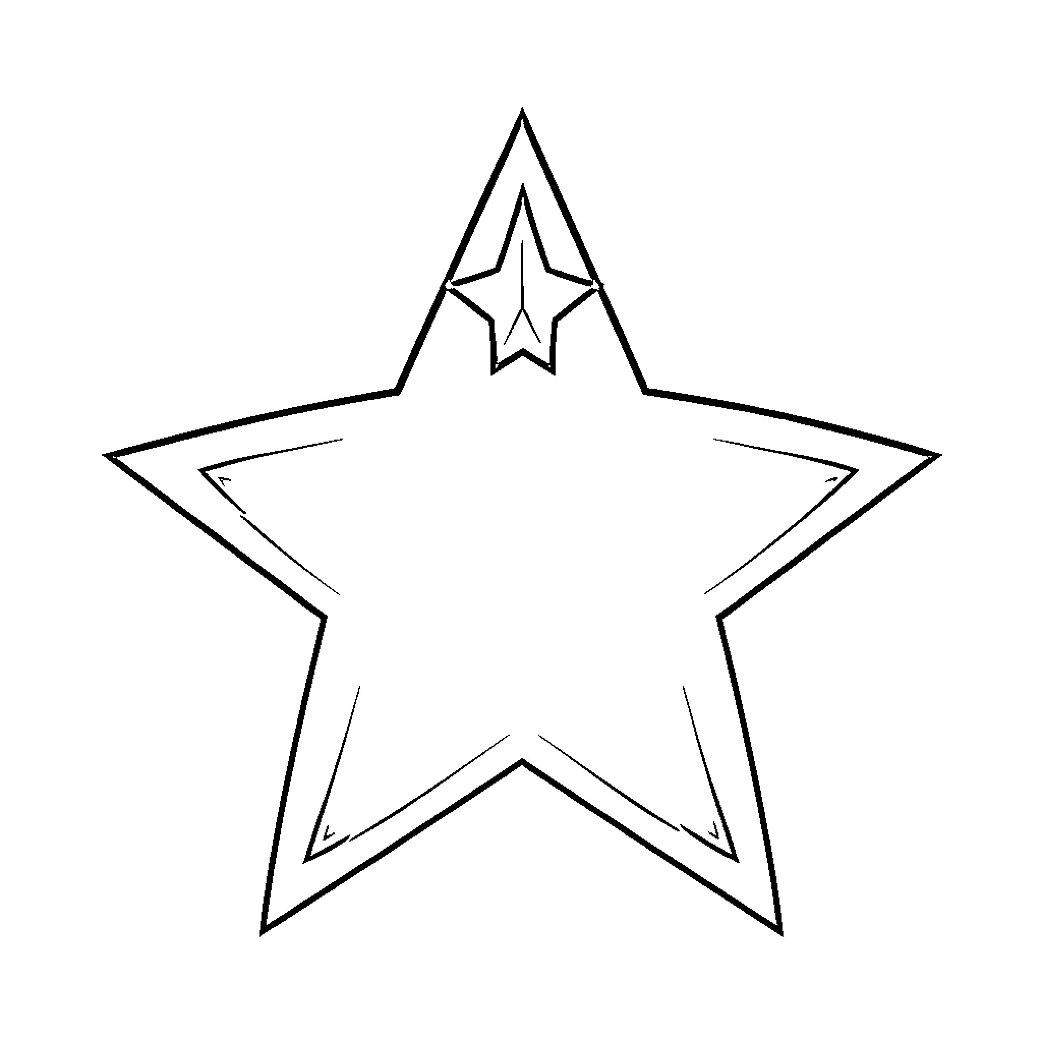 Star with nested shapes in outline Coloring Page (free black-and-white line drawing printable PDF for all, from beginners to advanced learners, including children, teens, adults, and seniors)