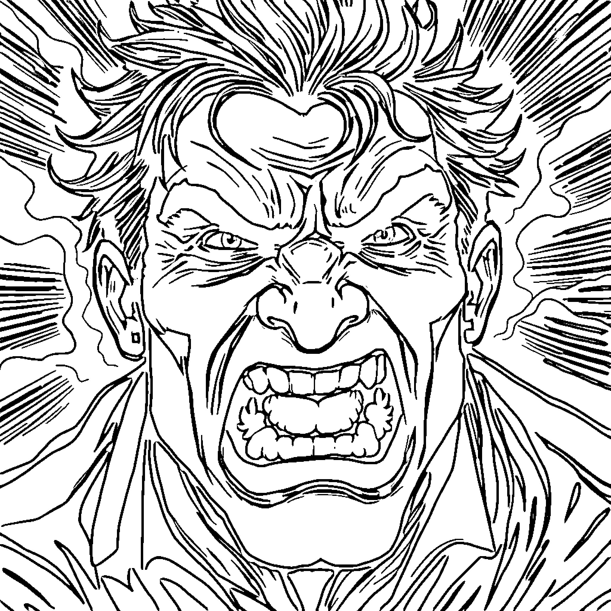 Word Angry Face Illustration Coloring Page (free black-and-white line drawing printable PDF for all, from beginners to advanced learners, including children, teens, adults, and seniors)