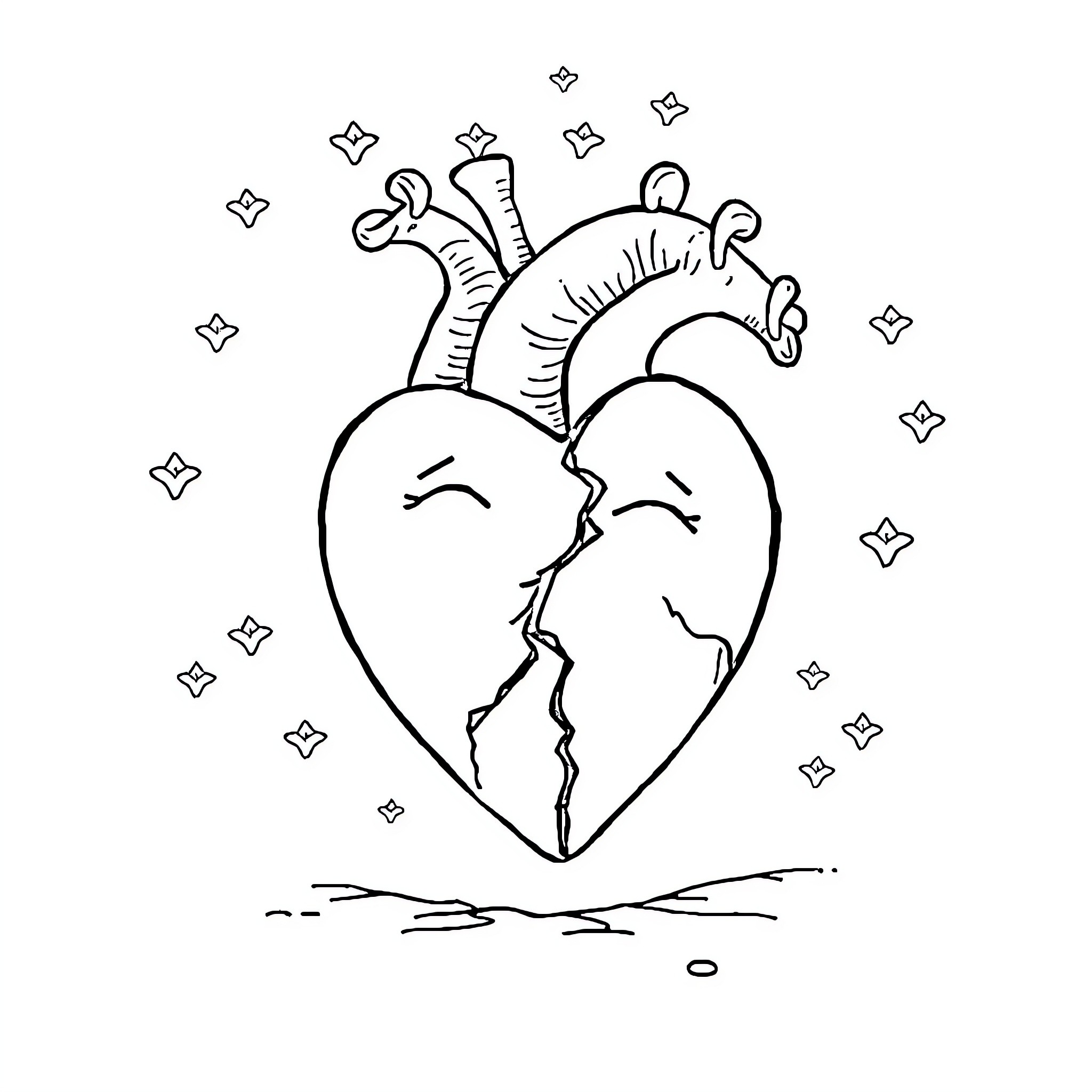 Heart full of wonder and imagination Coloring Page (free black-and-white line drawing printable PDF for all, from beginners to advanced learners, including children, teens, adults, and seniors)