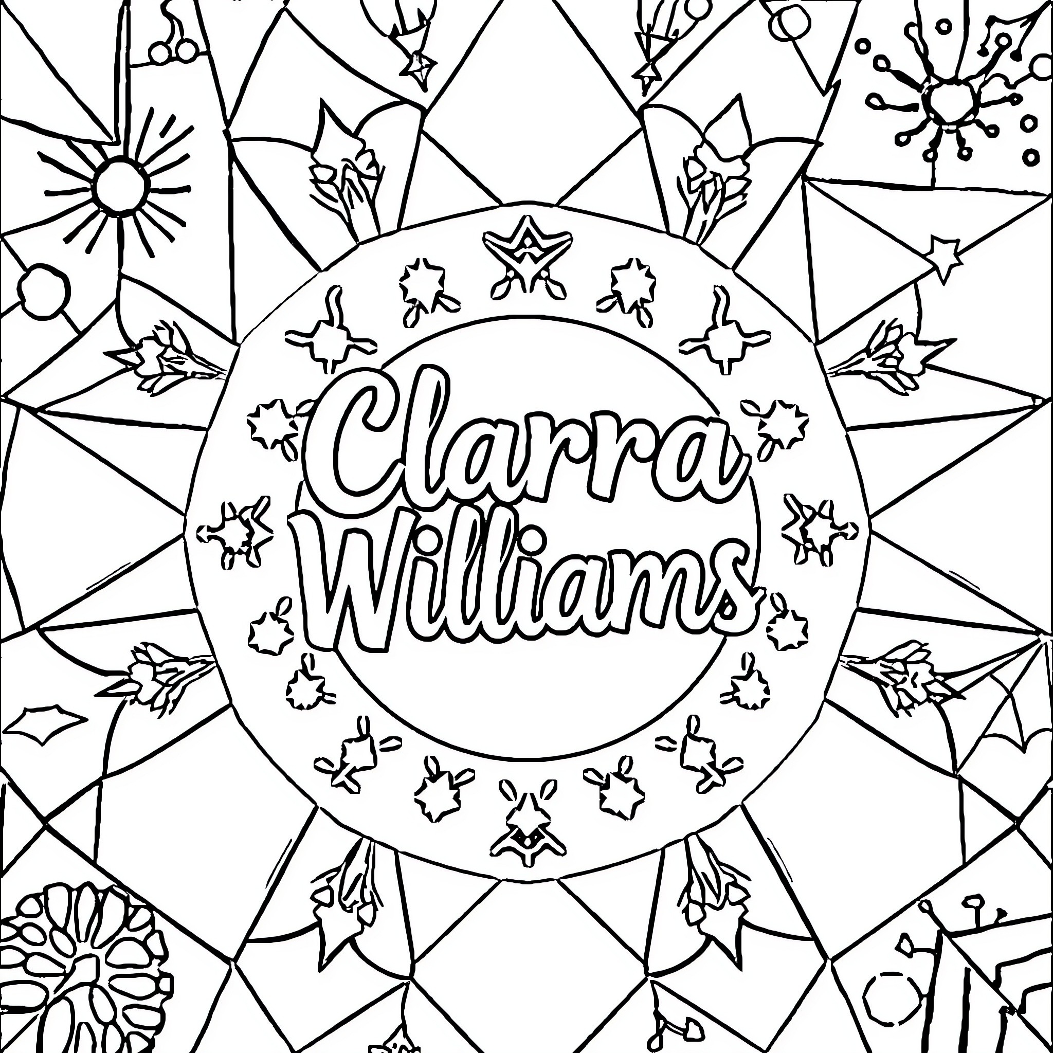 Clara Williams' Vibrant Artistry Coloring Page (free black-and-white line drawing printable PDF for all, from beginners to advanced learners, including children, teens, adults, and seniors)