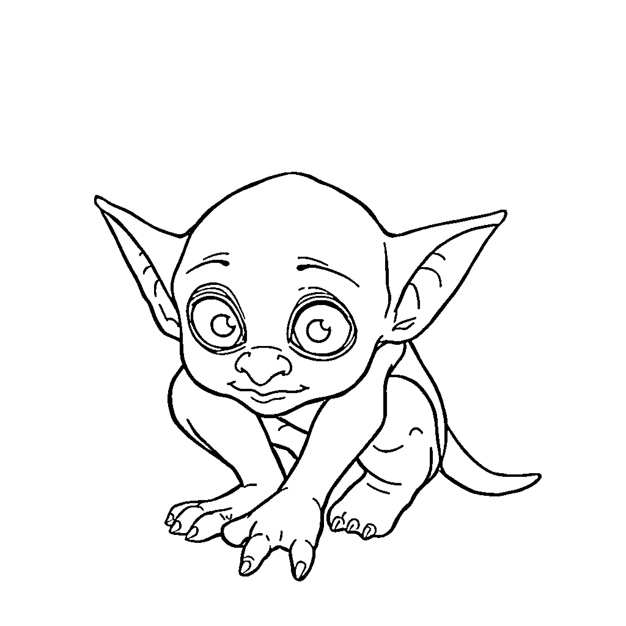 Dobby the Enchanting Elf Coloring Page (free black-and-white line drawing printable PDF for all, from beginners to advanced learners, including children, teens, adults, and seniors)