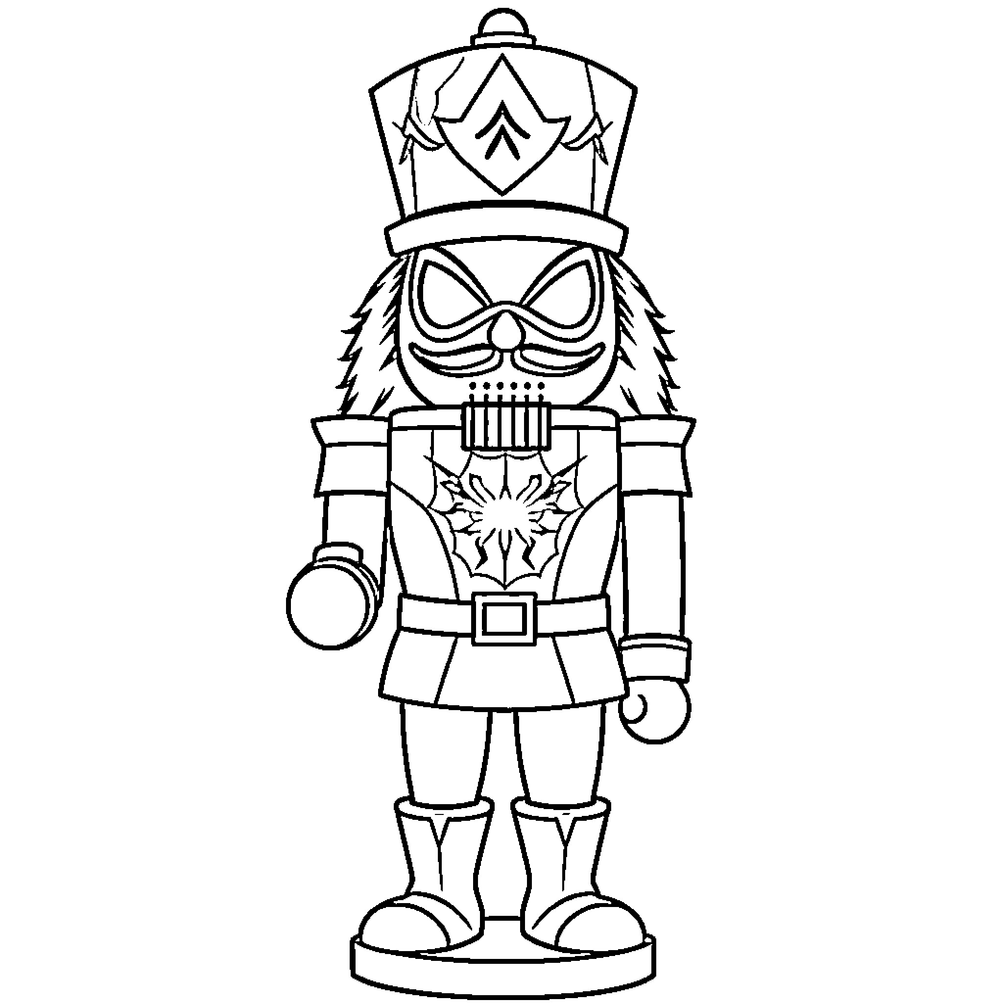 Nutcracker soldier performing in holiday parade Coloring Page (free black-and-white line drawing printable PDF for all, from beginners to advanced learners, including children, teens, adults, and seniors)