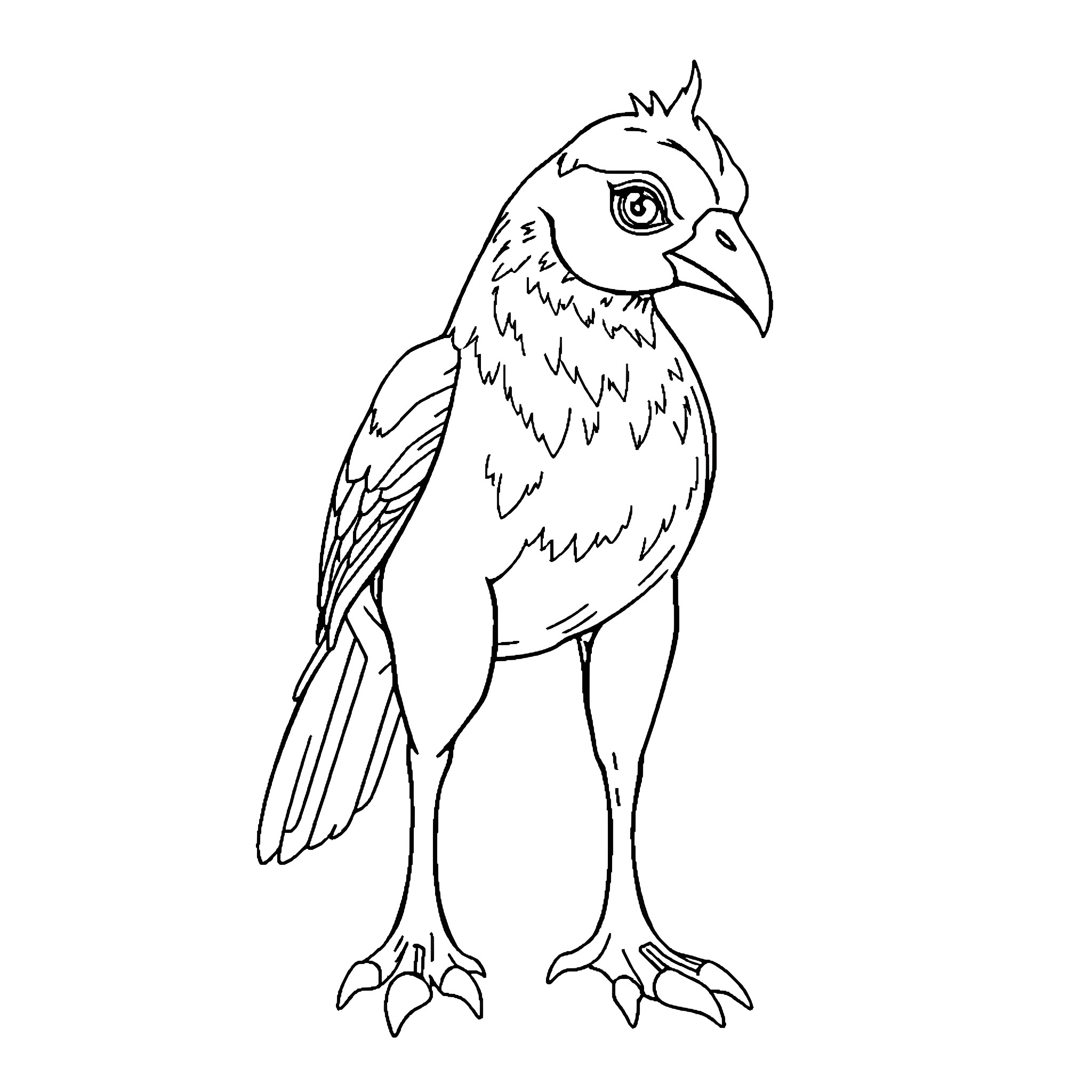 Blue Footed Booby standing tall and proud Coloring Page (free black-and-white line drawing printable PDF for all, from beginners to advanced learners, including children, teens, adults, and seniors)