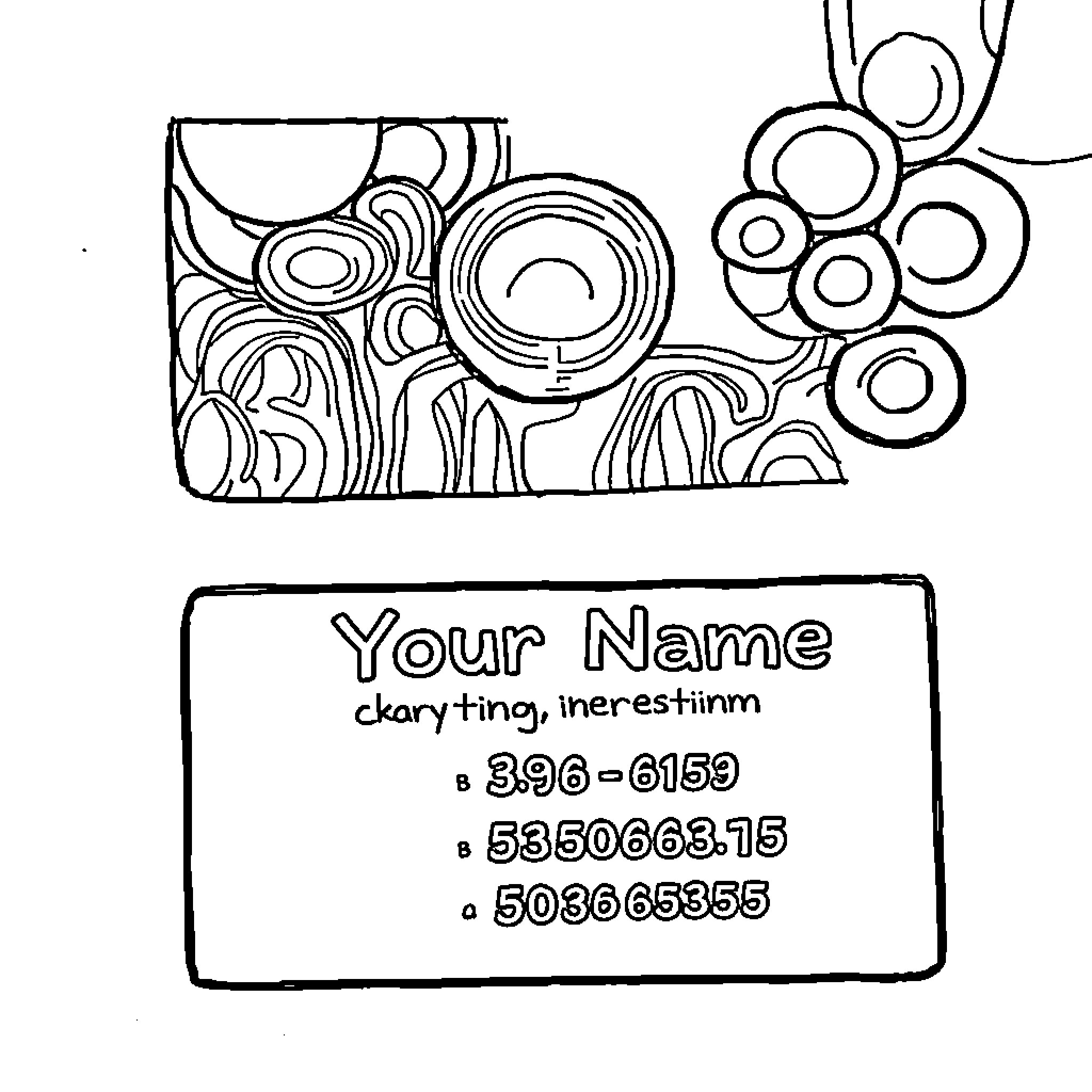 Business Card with Abstract Geometric Shapes Coloring Page (free black-and-white line drawing printable PDF for all, from beginners to advanced learners, including children, teens, adults, and seniors)