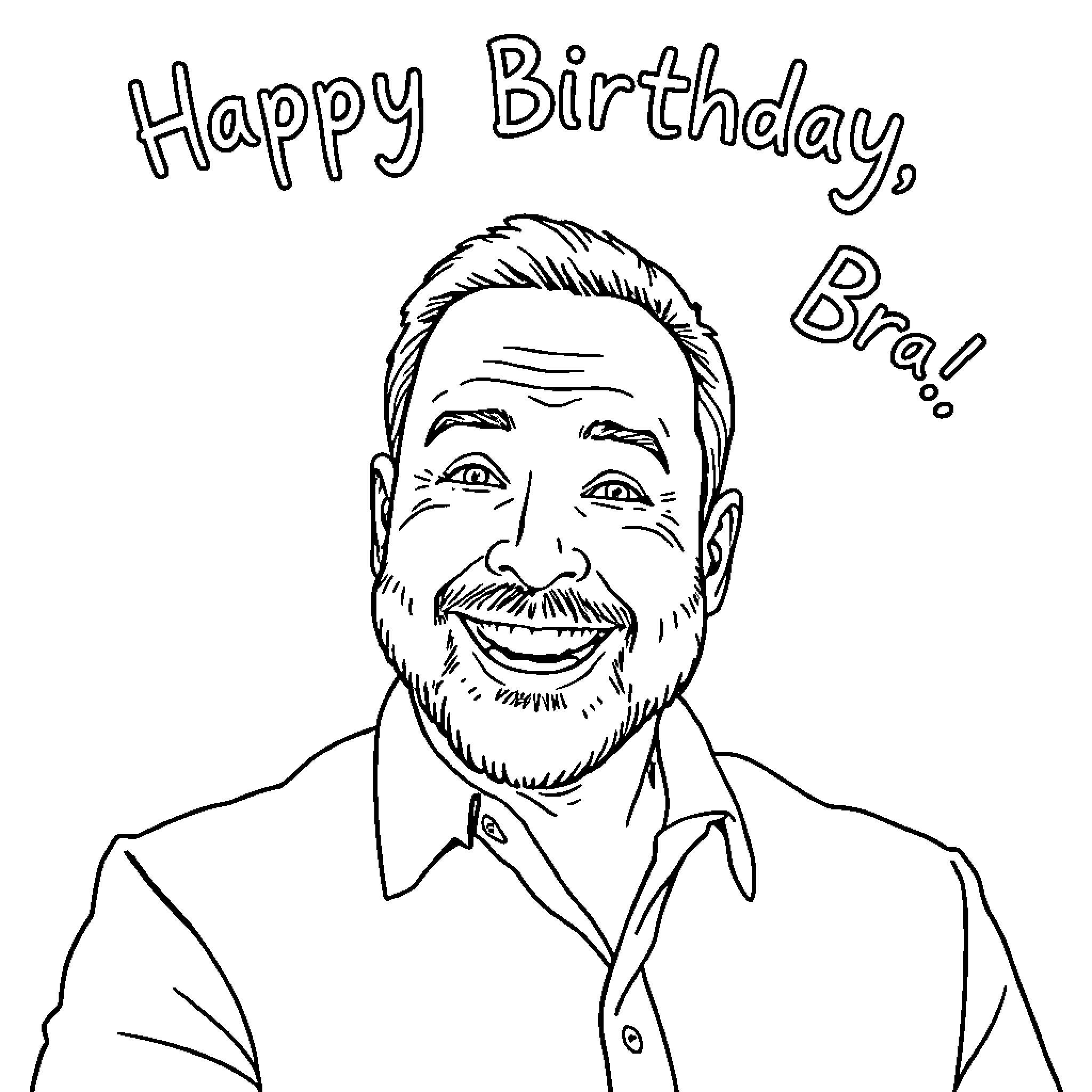 Alex Jones celebrating his birthday happily Coloring Page (free black-and-white line drawing printable PDF for all, from beginners to advanced learners, including children, teens, adults, and seniors)