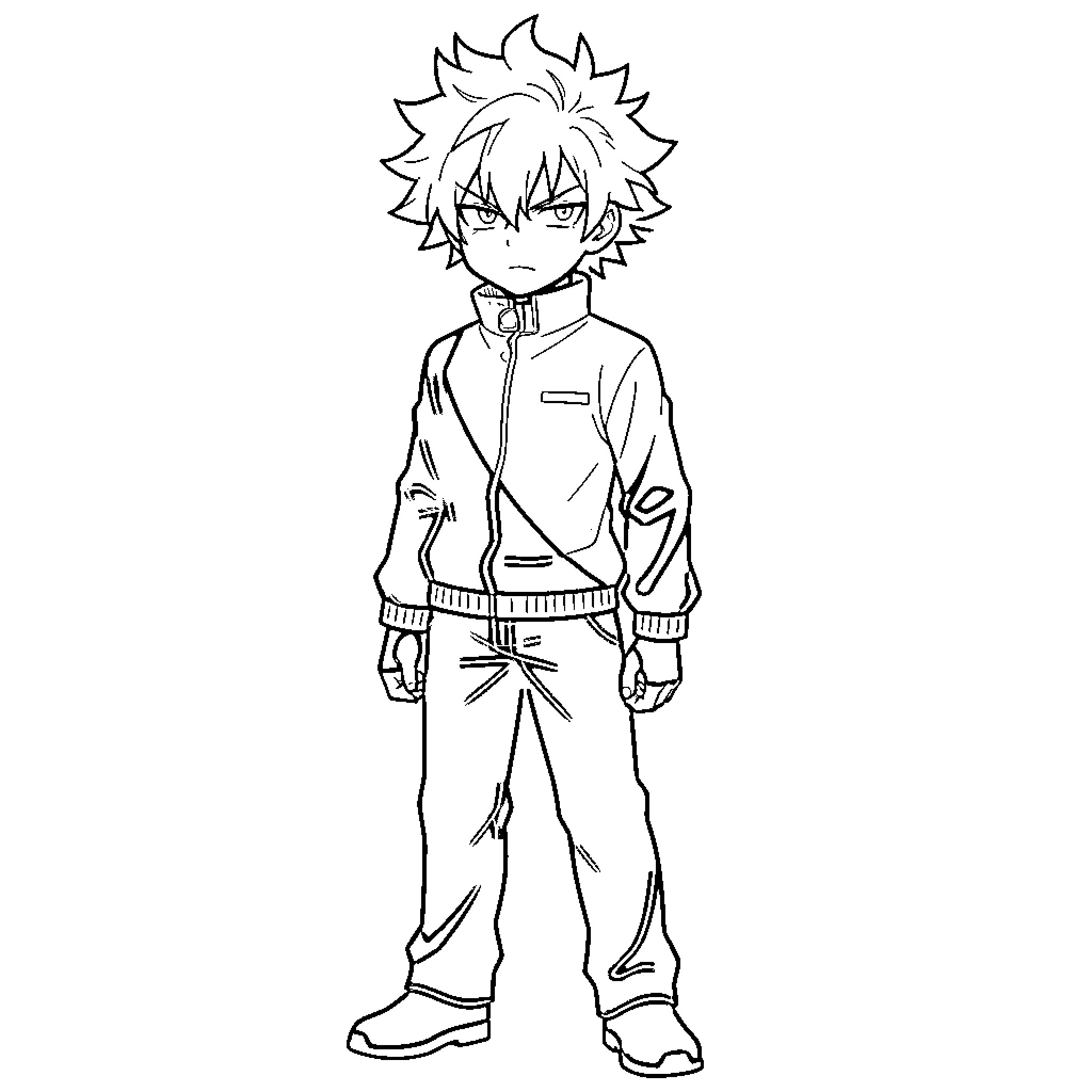 Choso standing with a serious expression in casual clothing Coloring Page (free black-and-white line drawing printable PDF for all, from beginners to advanced learners, including children, teens, adults, and seniors)