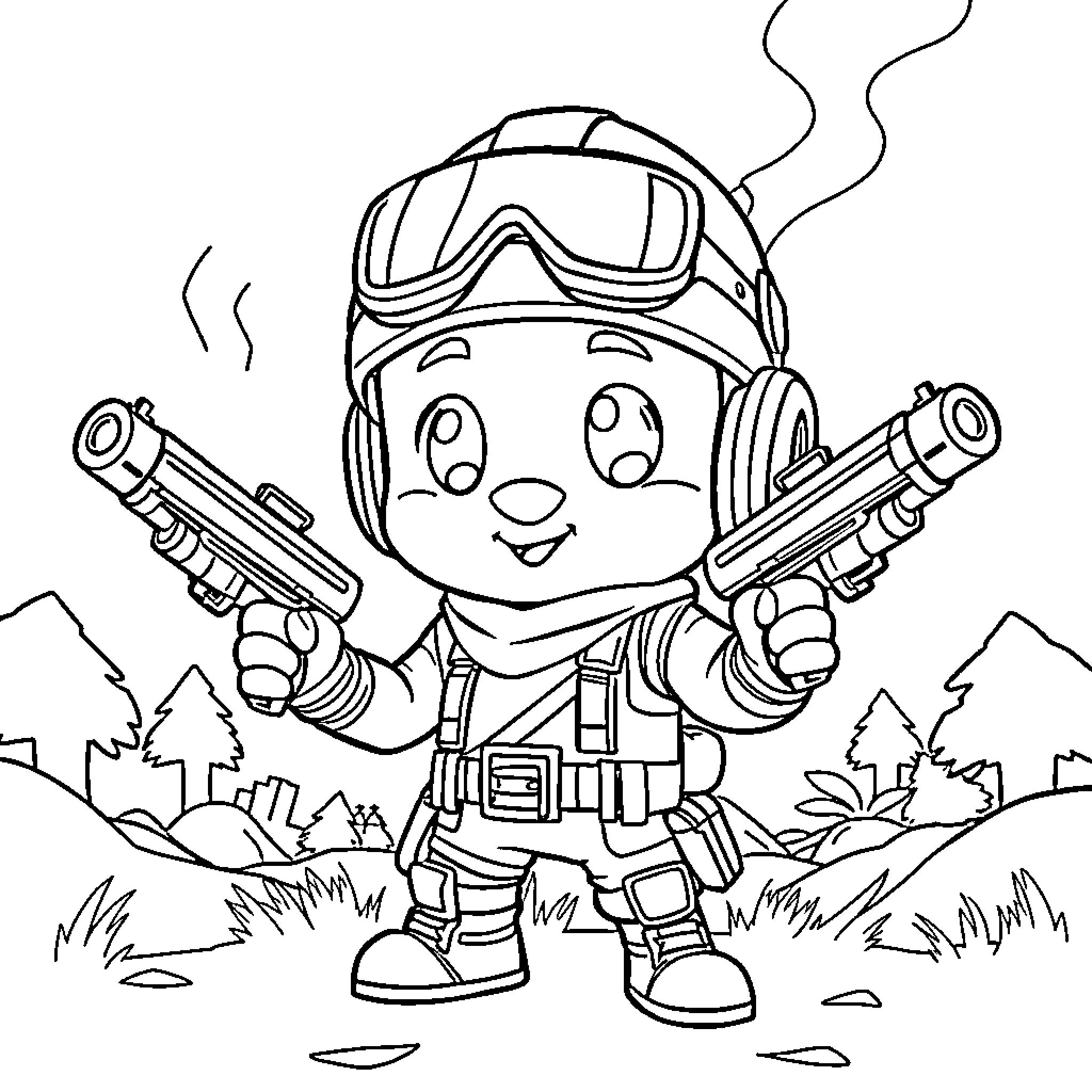 Pocoyo in Adventurous Gear Coloring Page (free black-and-white line drawing printable PDF for all, from beginners to advanced learners, including children, teens, adults, and seniors)