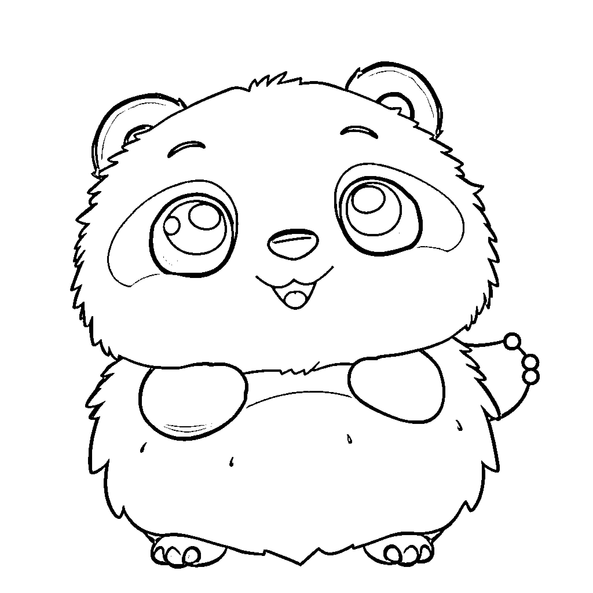 Panda cub with big eyes and cute expression Coloring Page (free black-and-white line drawing printable PDF for all, from beginners to advanced learners, including children, teens, adults, and seniors)