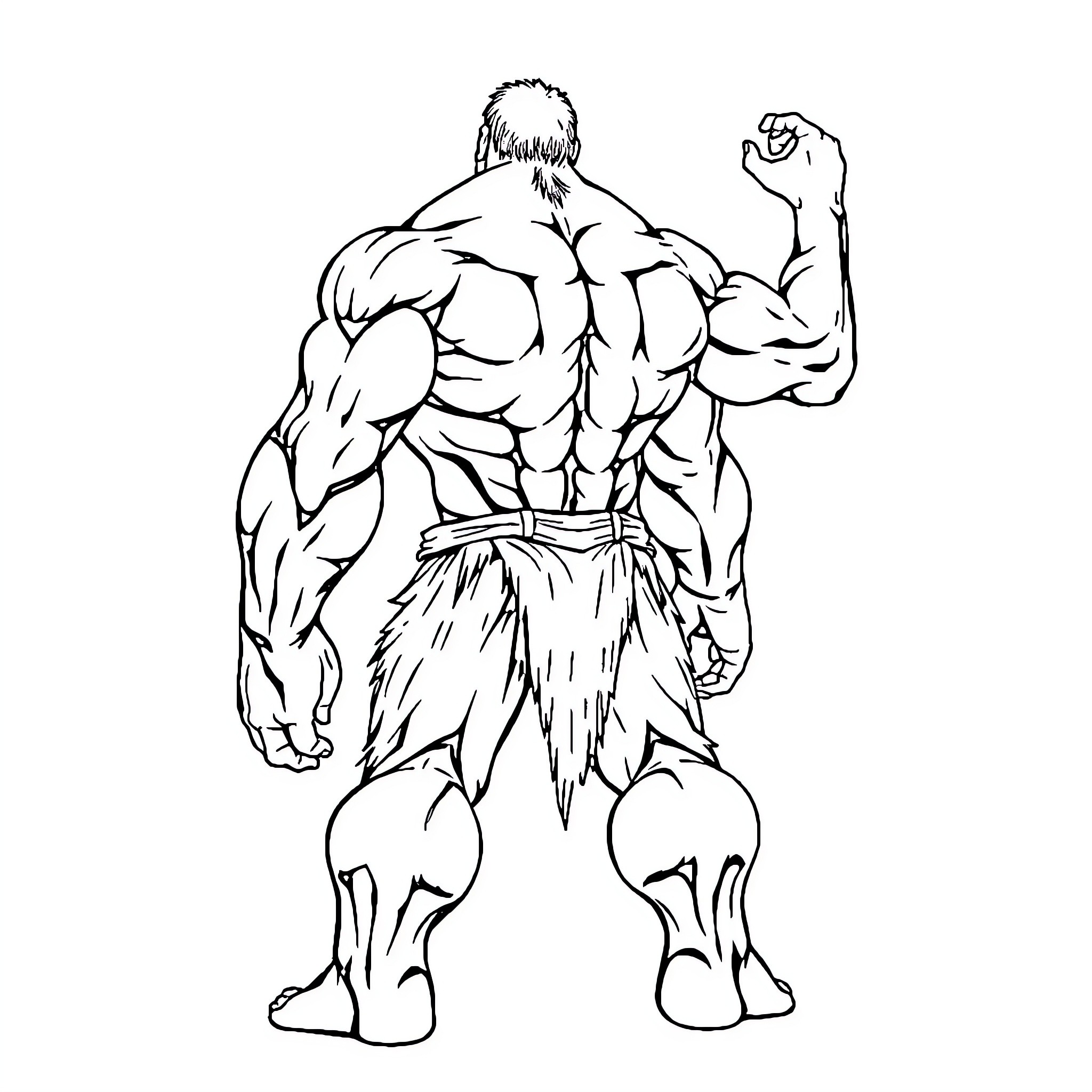 Titan flexing muscles with determined expression Coloring Page (free black-and-white line drawing printable PDF for all, from beginners to advanced learners, including children, teens, adults, and seniors)