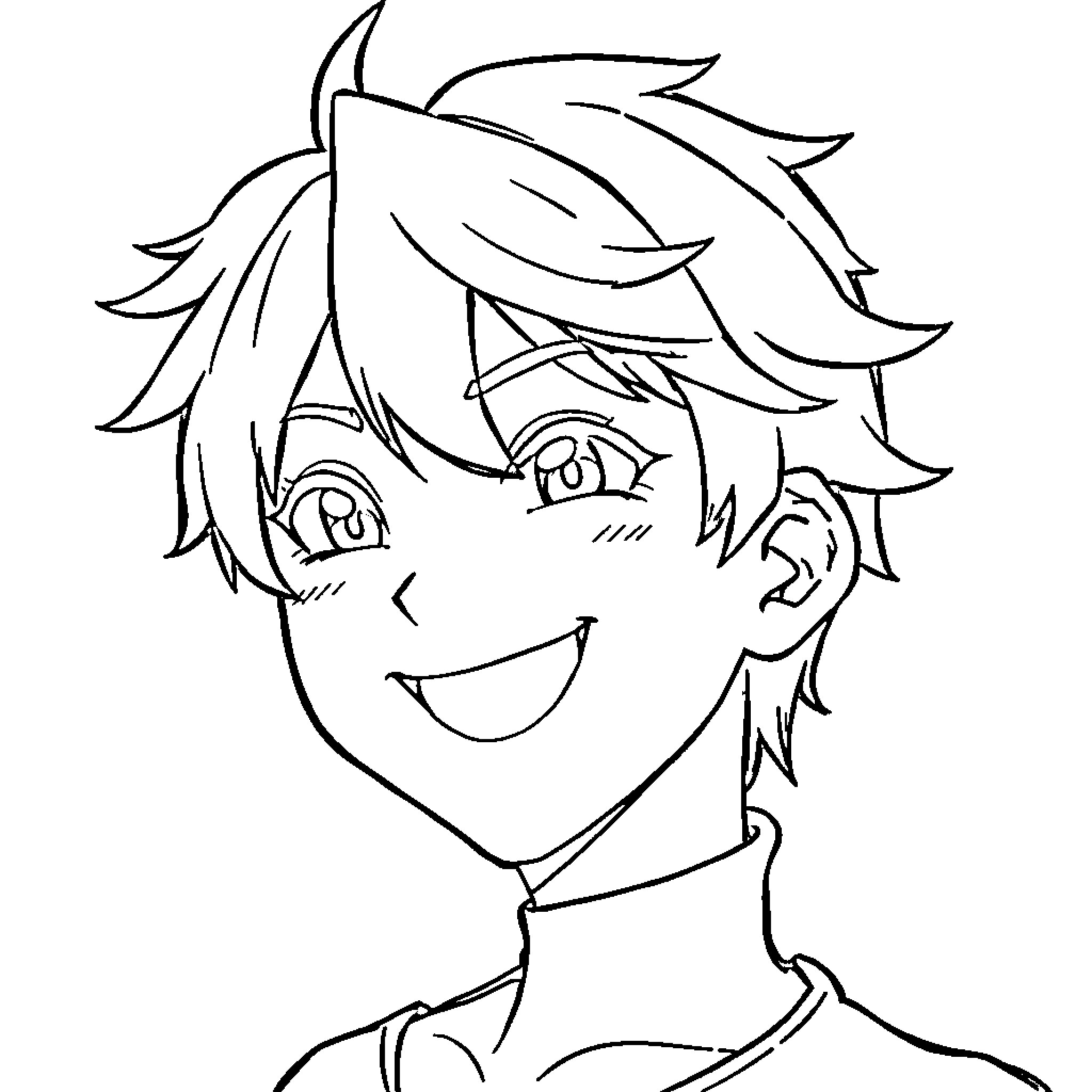 Aoi Todo Smiling and Cheerful Coloring Page (free black-and-white line drawing printable PDF for all, from beginners to advanced learners, including children, teens, adults, and seniors)