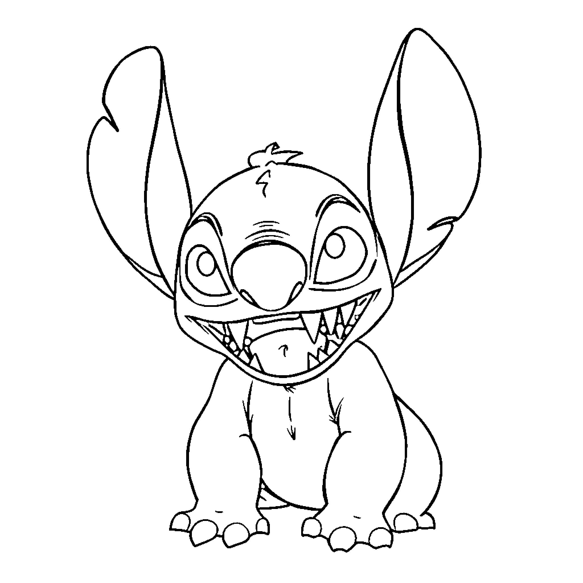 Venom Stitch's Mischievous Grin Coloring Page (free black-and-white line drawing printable PDF for all, from beginners to advanced learners, including children, teens, adults, and seniors)