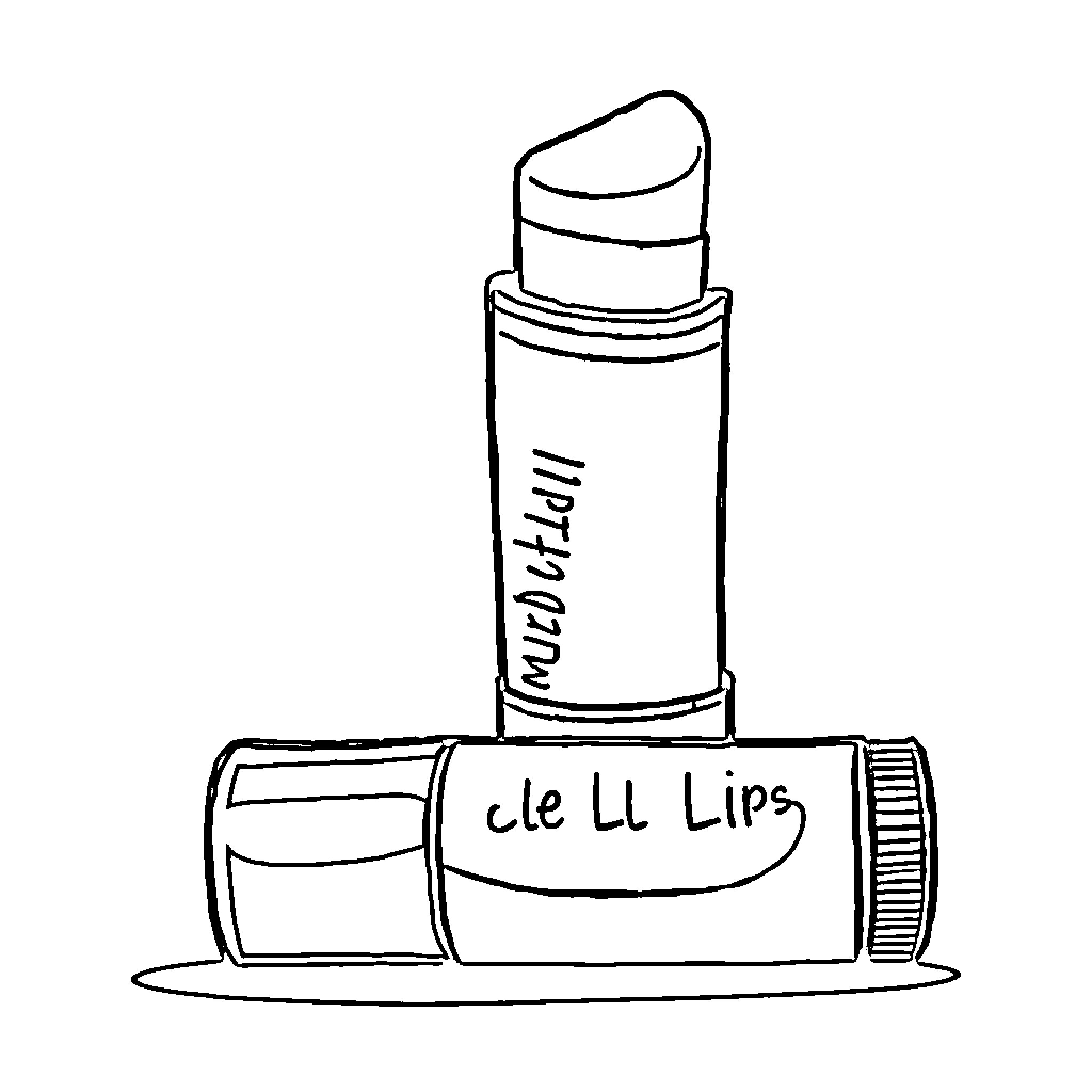 Lips of Makeup Applicator Closeup Coloring Page (free black-and-white line drawing printable PDF for all, from beginners to advanced learners, including children, teens, adults, and seniors)