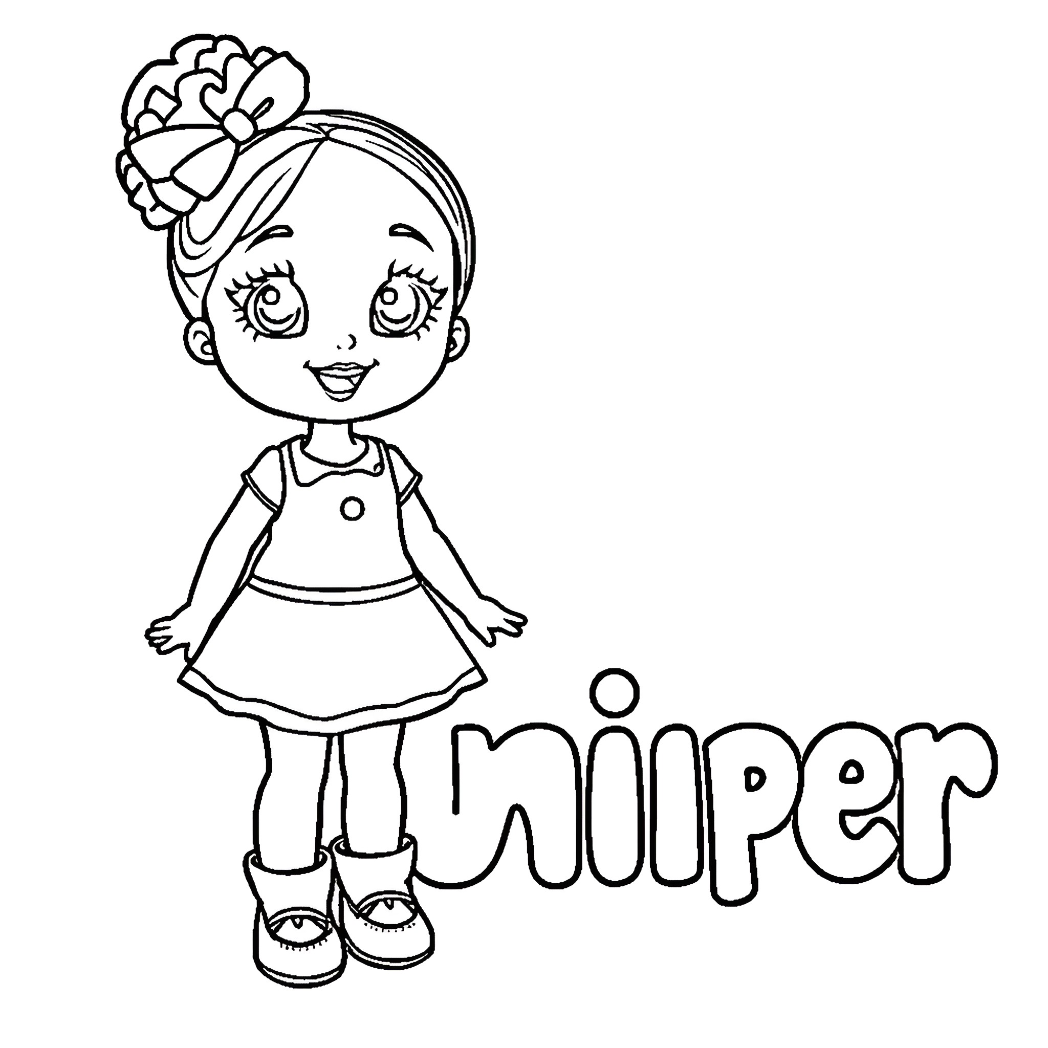 Gabby's Cheerful Playtime Outfit Coloring Page (free black-and-white line drawing printable PDF for all, from beginners to advanced learners, including children, teens, adults, and seniors)