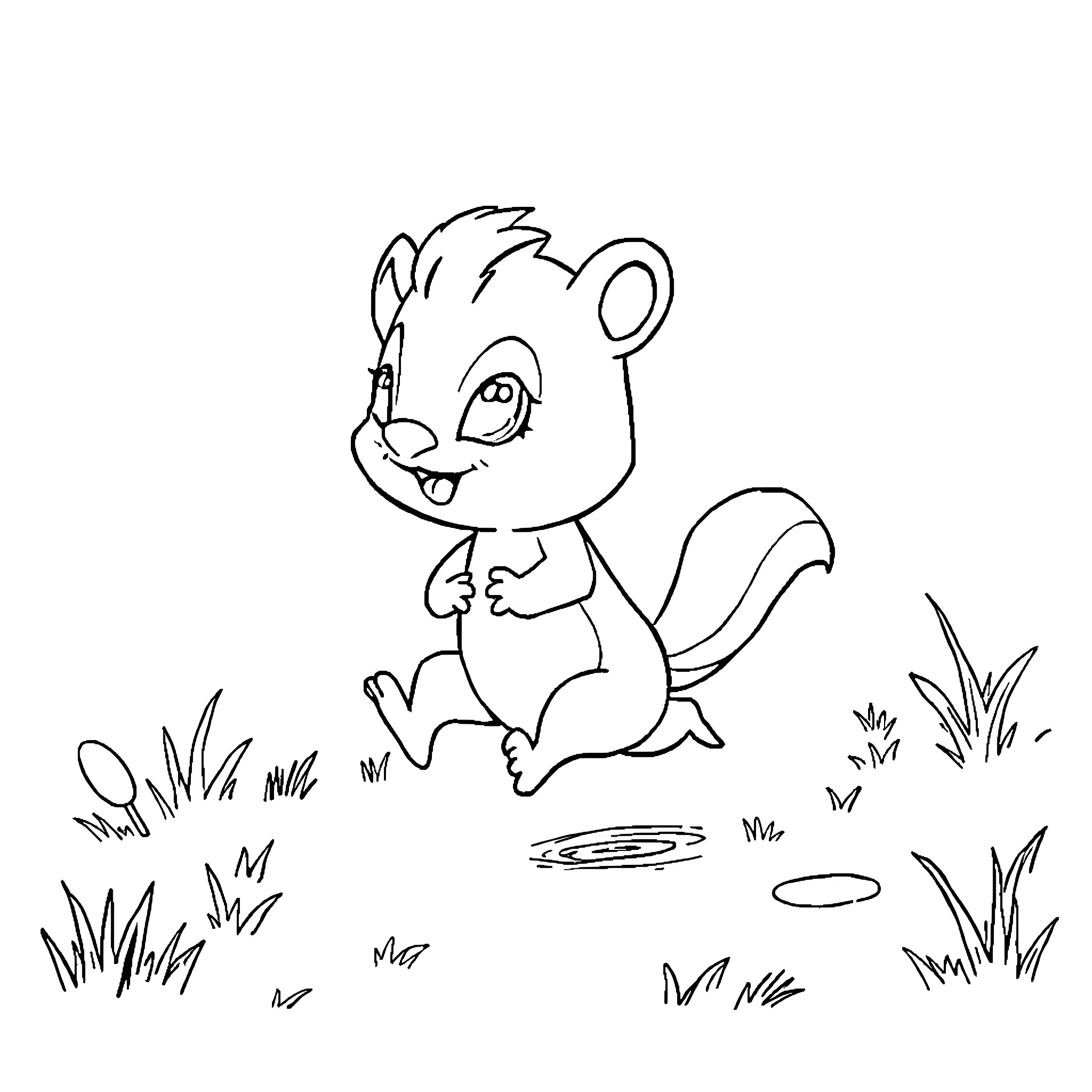 Sprunki's Playful Antics in the Grass Coloring Page (free black-and-white line drawing printable PDF for all, from beginners to advanced learners, including children, teens, adults, and seniors)