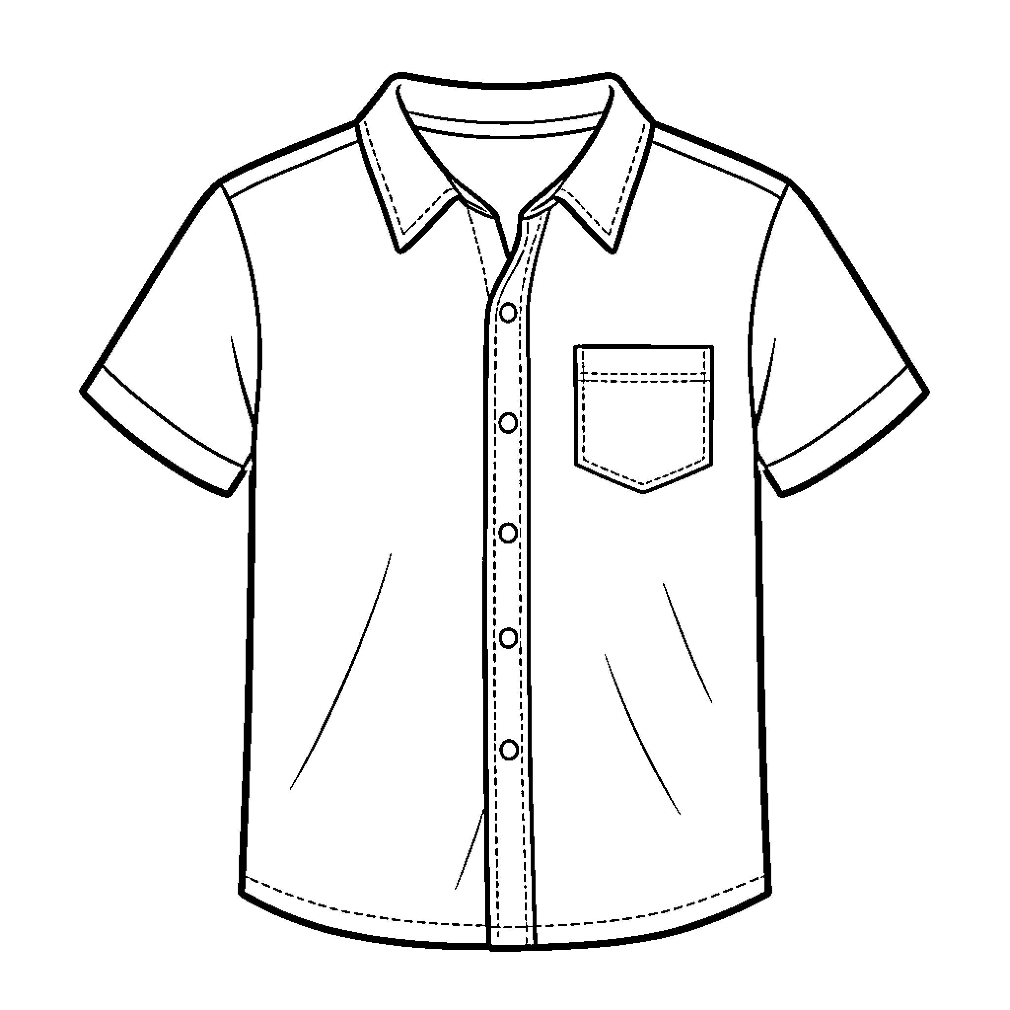 Shirt with Pocket and Buttons Coloring Page (free black-and-white line drawing printable PDF for all, from beginners to advanced learners, including children, teens, adults, and seniors)