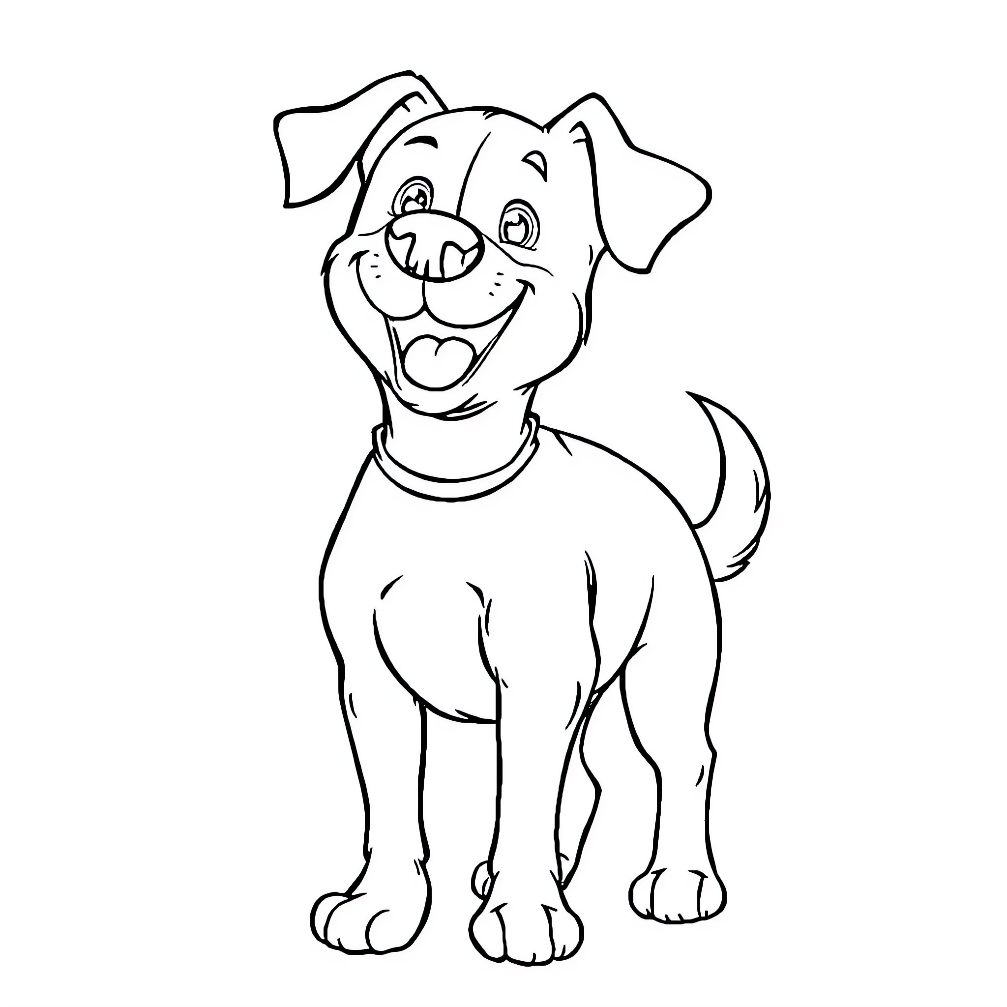 Dog with a happy expression Coloring Page (free black-and-white line drawing printable PDF for all, from beginners to advanced learners, including children, teens, adults, and seniors)